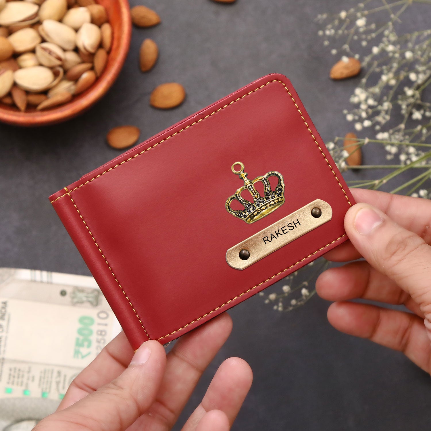 METRO Personalized Leather Wallet and Money Clip Combo