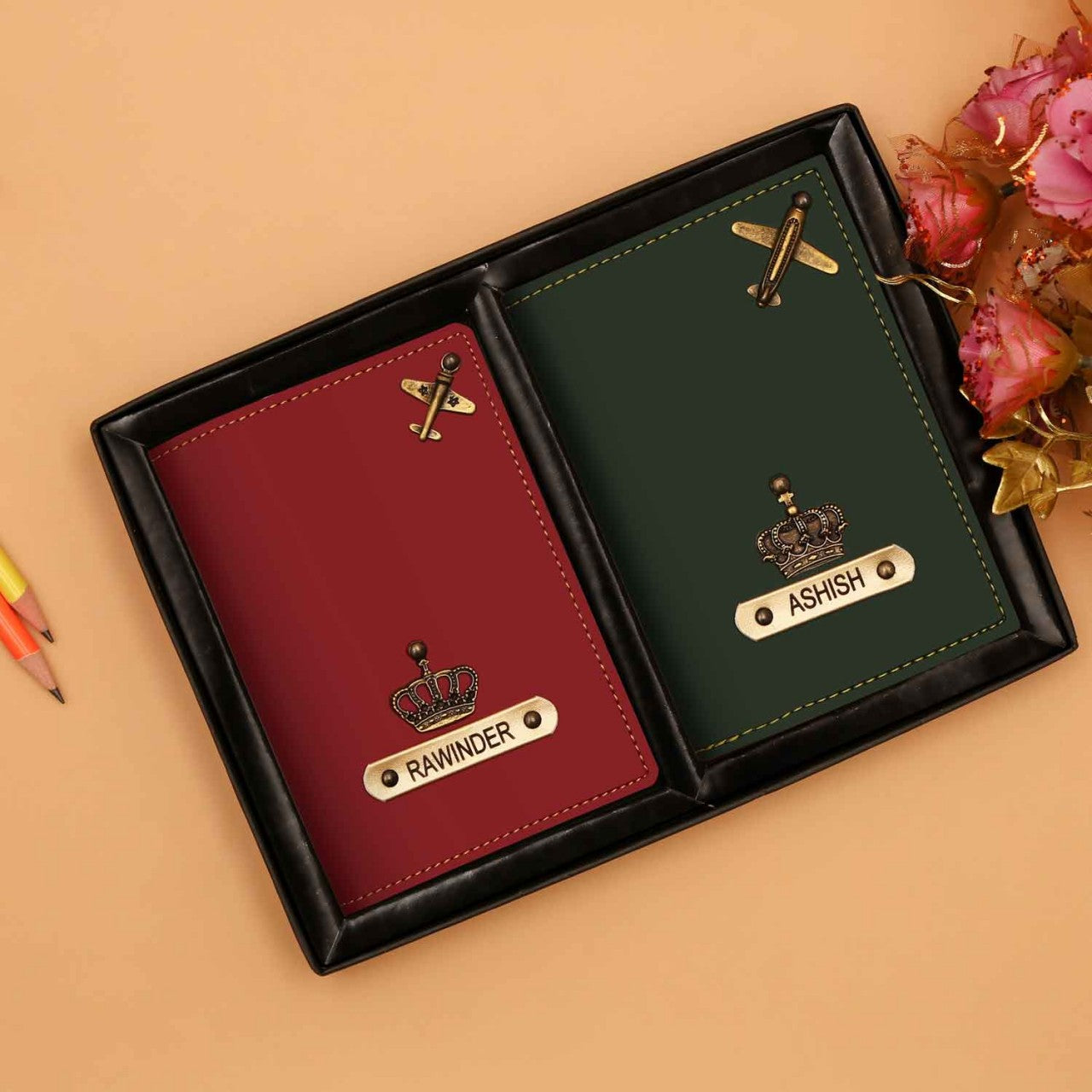 Free Customized Names Mr and Mrs Passport Cover with Name for