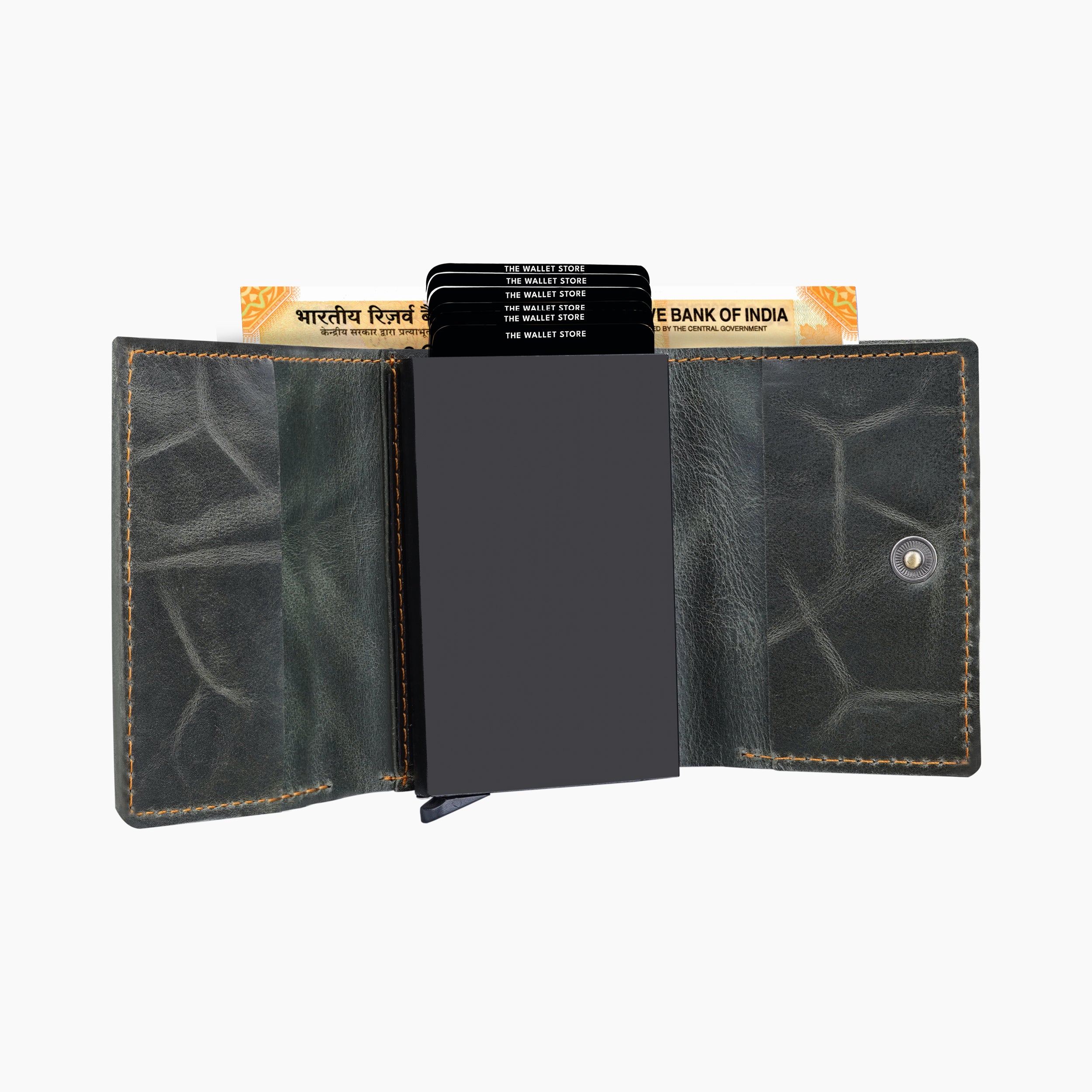 Ranger Genuine Leather RFID Protected Wallet Card Holder - Green