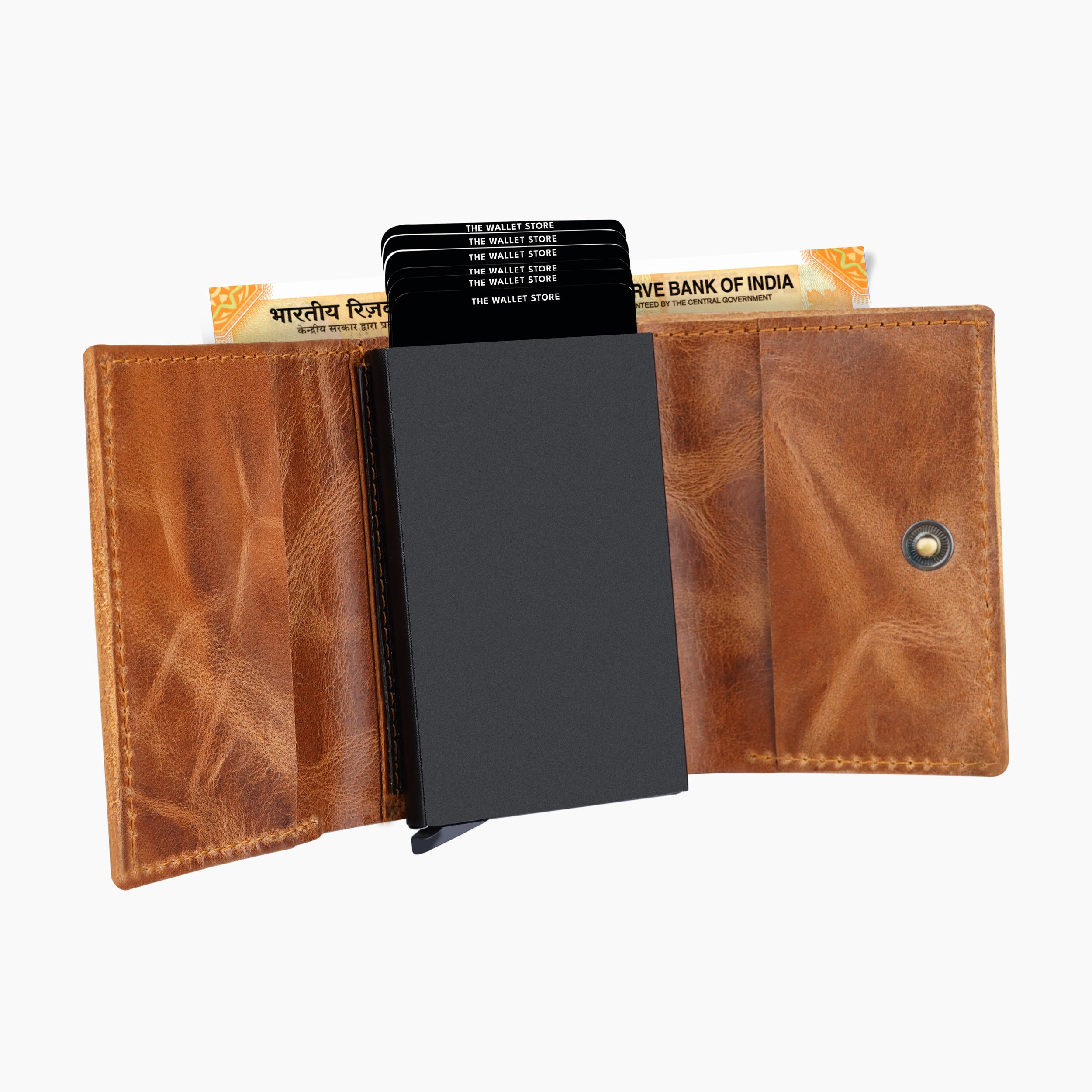 Ranger Genuine Leather RFID Protected Wallet Card Holder - Tan