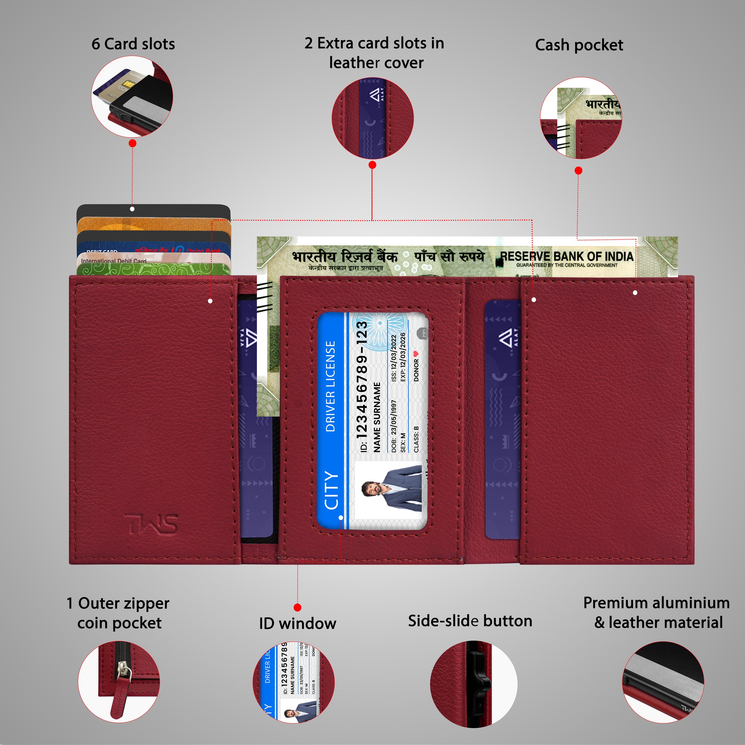 Urban Pop RFID Protection Wallet Cardholder - Maroon