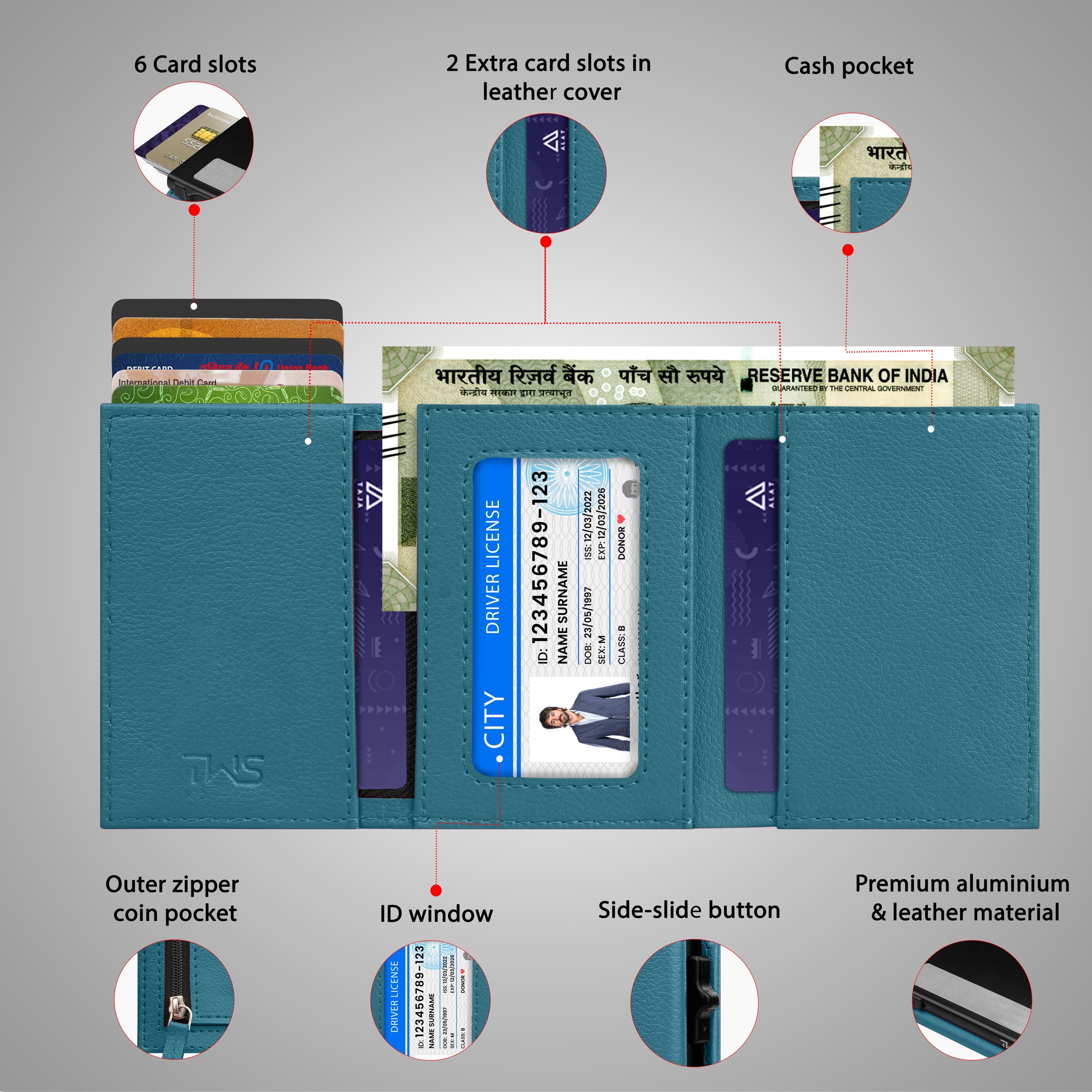 Urban Pop RFID Protection Wallet Cardholder - Blue