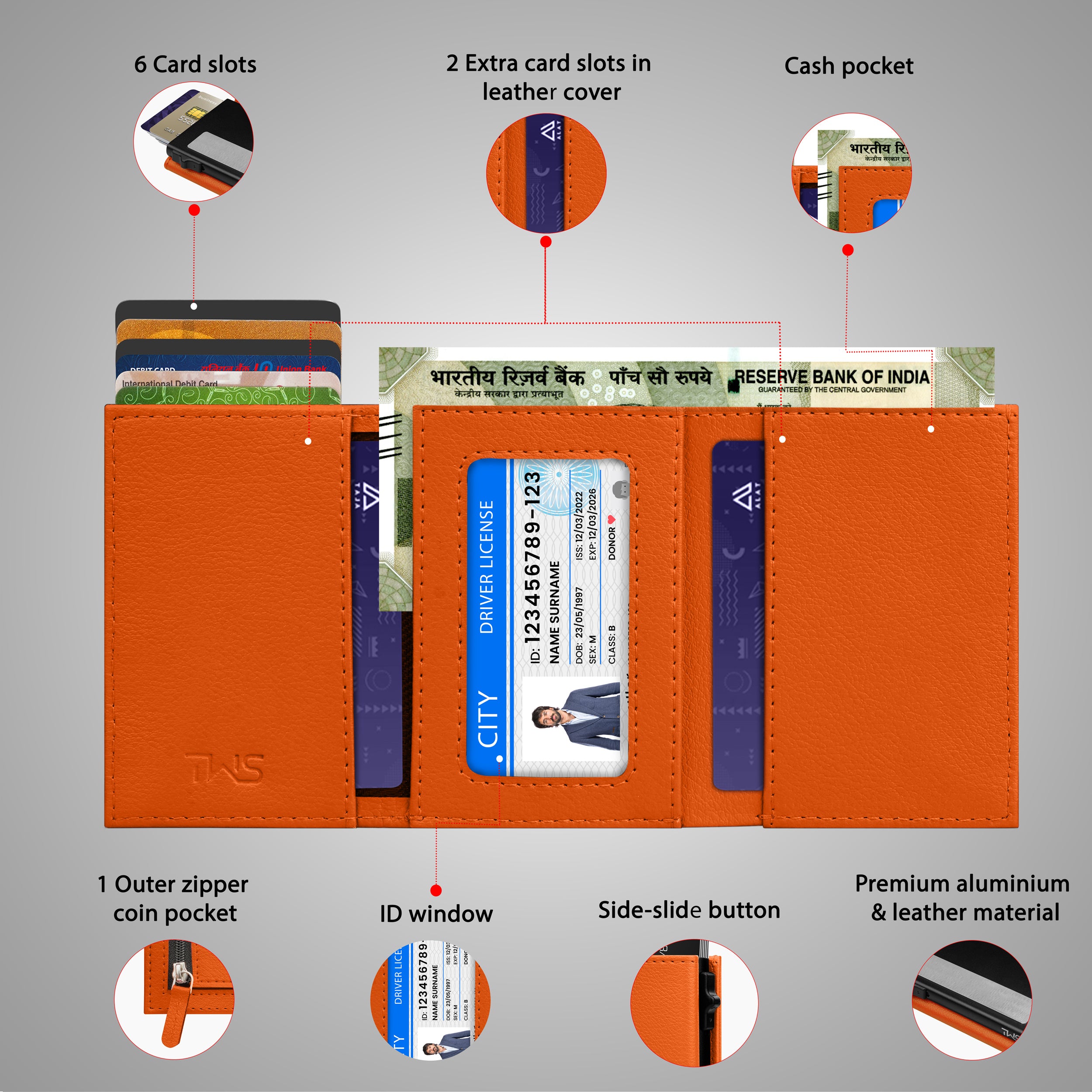 Urban Pop RFID Protection Wallet Cardholder - Orange