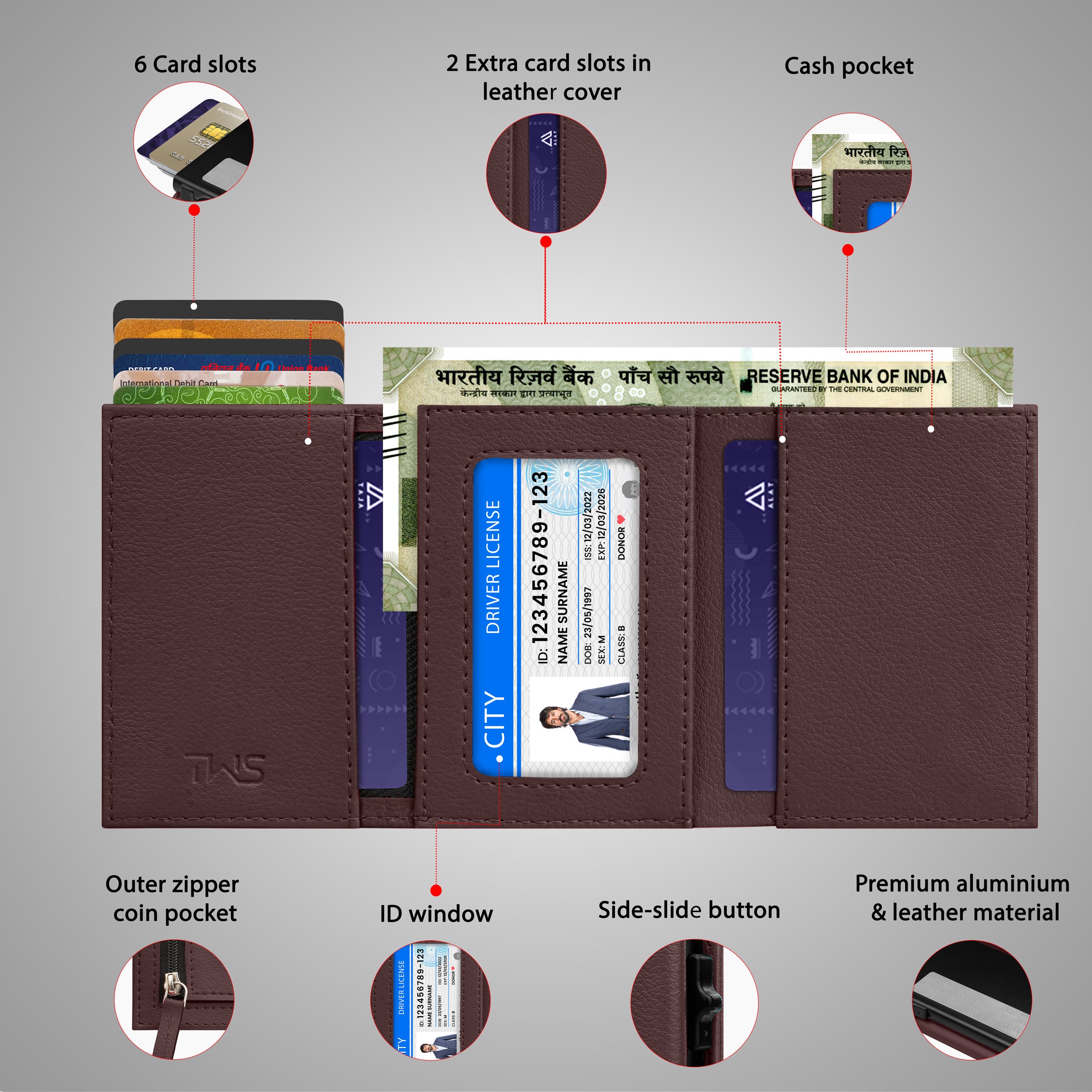 Urban Pop RFID Protection Wallet Cardholder - Brown