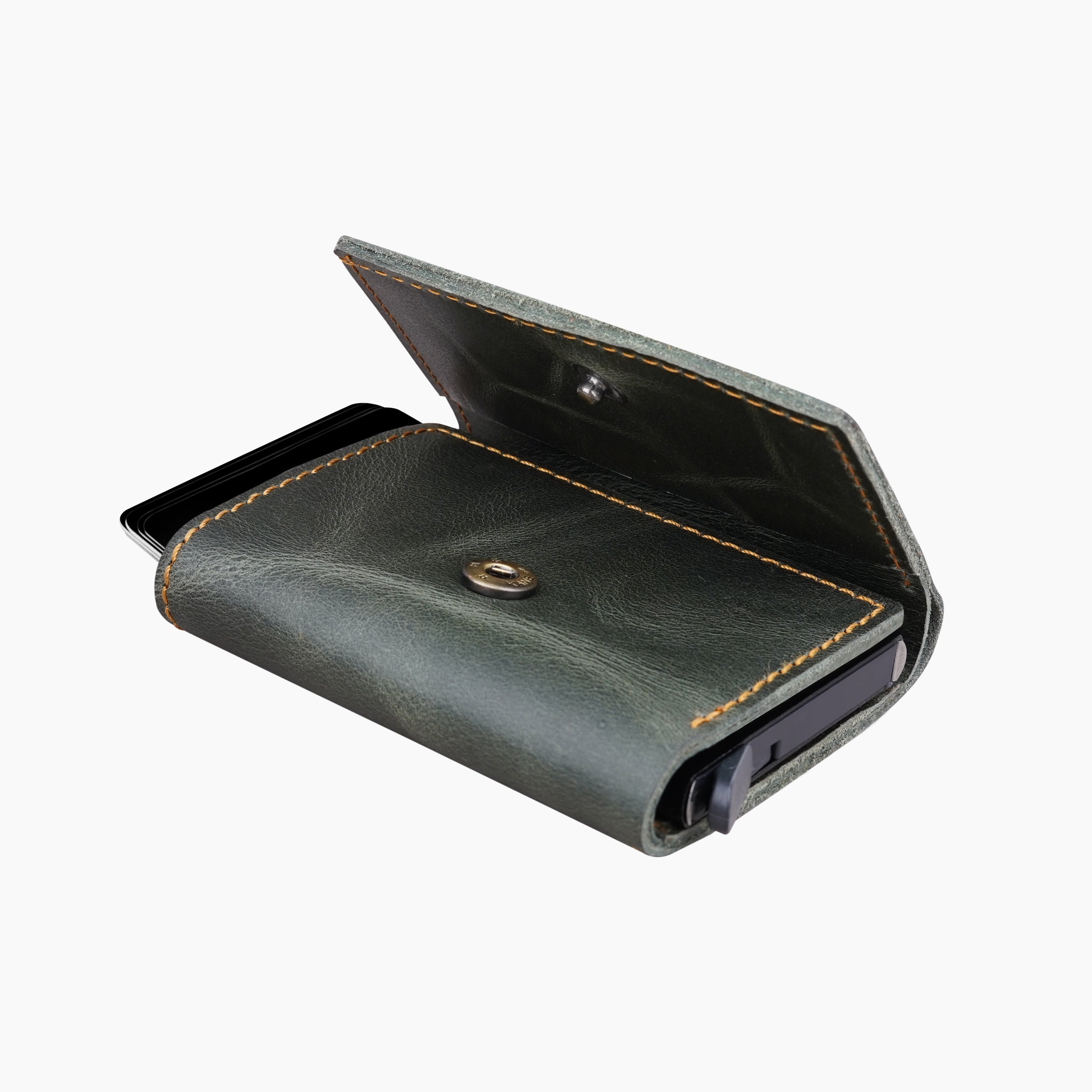 Ranger Genuine Leather RFID Protected Wallet Card Holder - Green