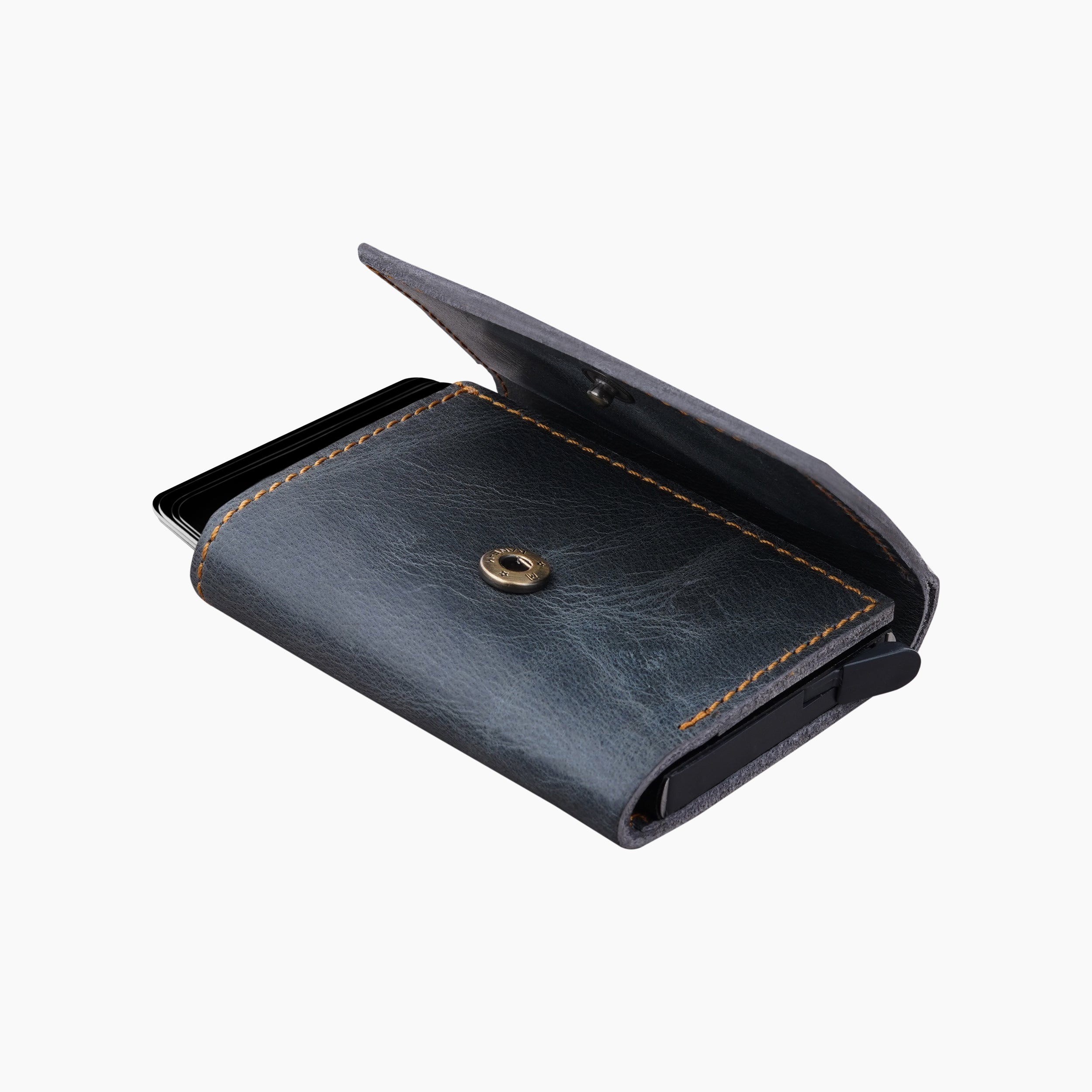 Ranger Genuine Leather RFID Protected Wallet Card Holder - Grey