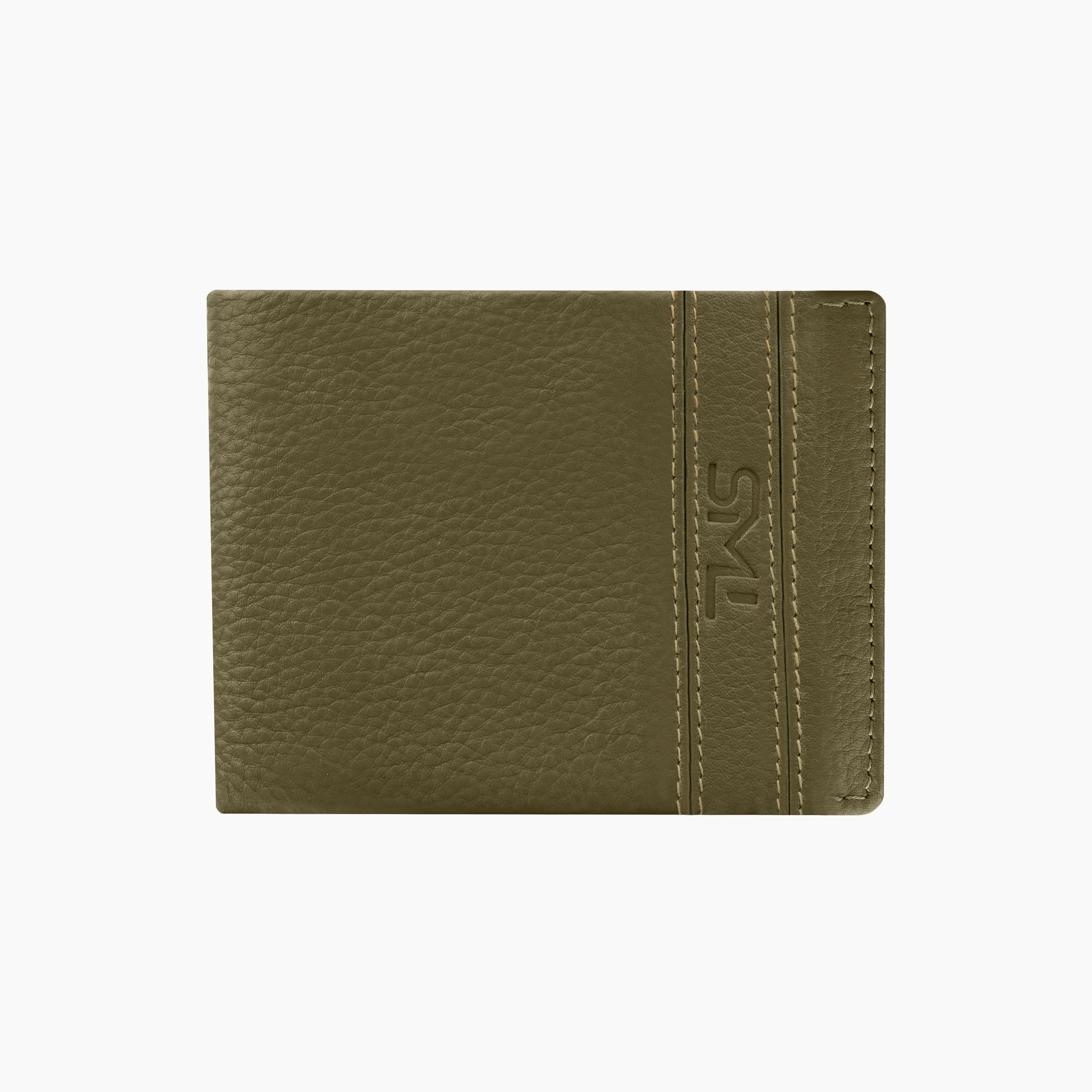 Noble Stripes Leather Wallet For Men - Green