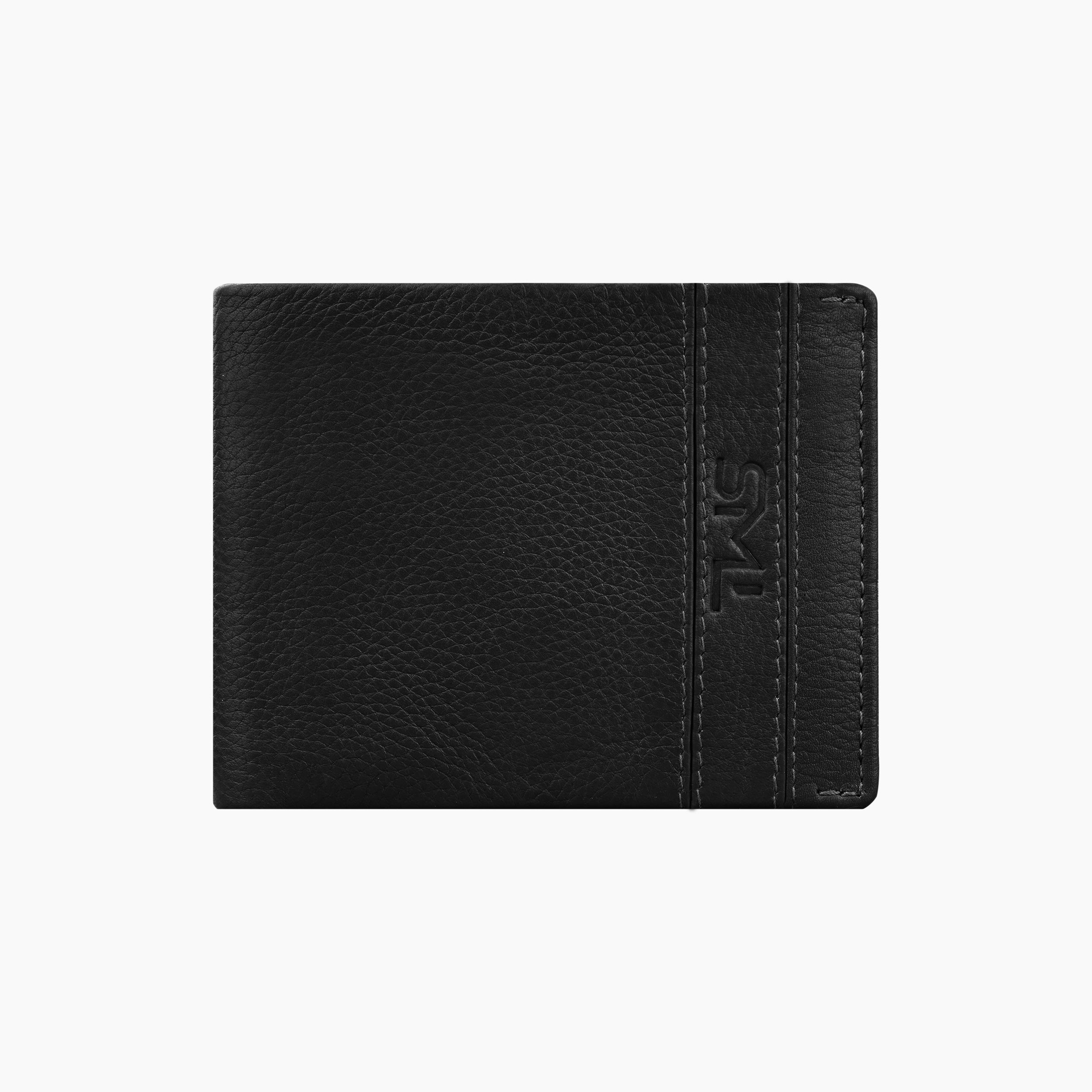 Noble Stripes Leather Wallet For Men - Black