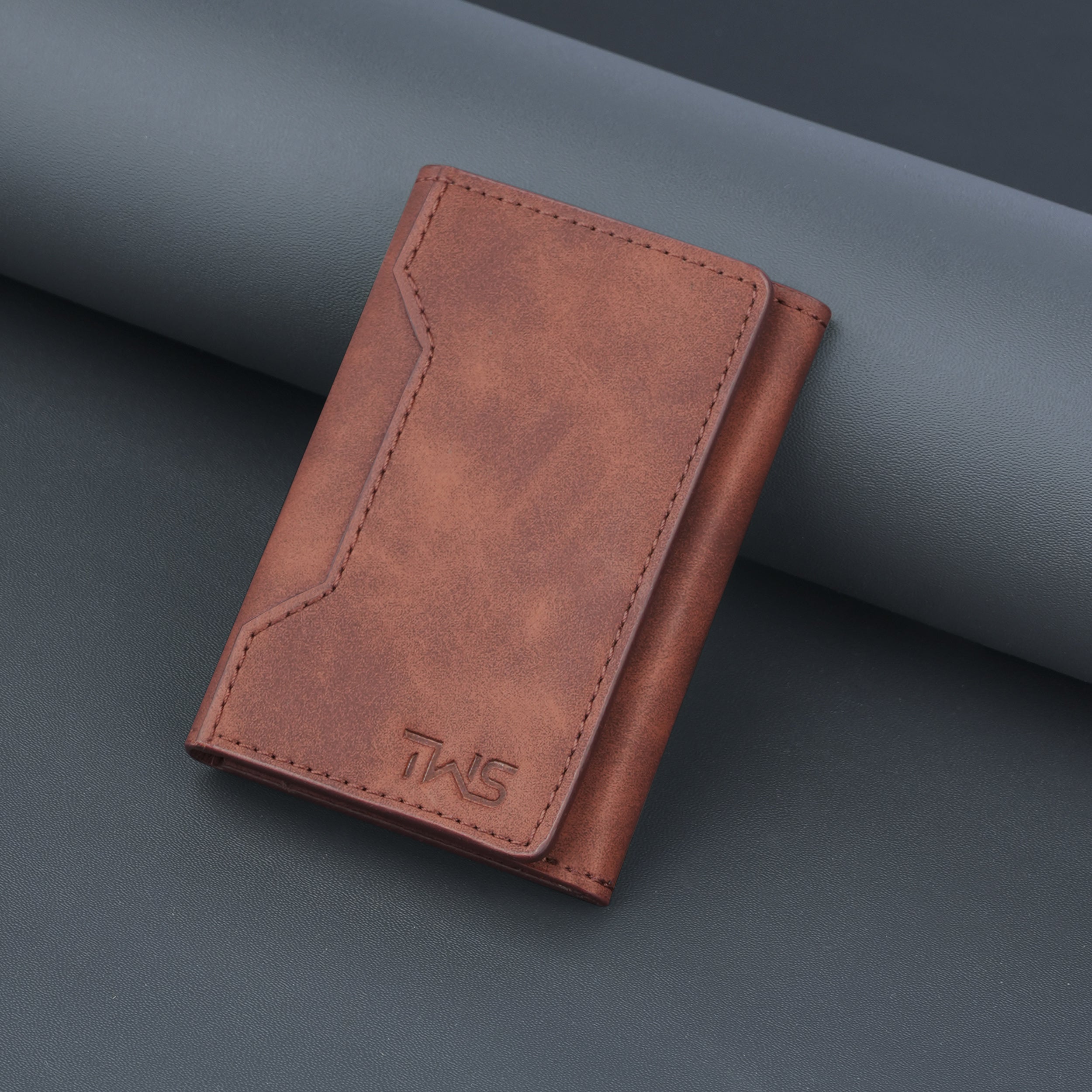 Magna Suede Vegan Leather Cardholder - Brown