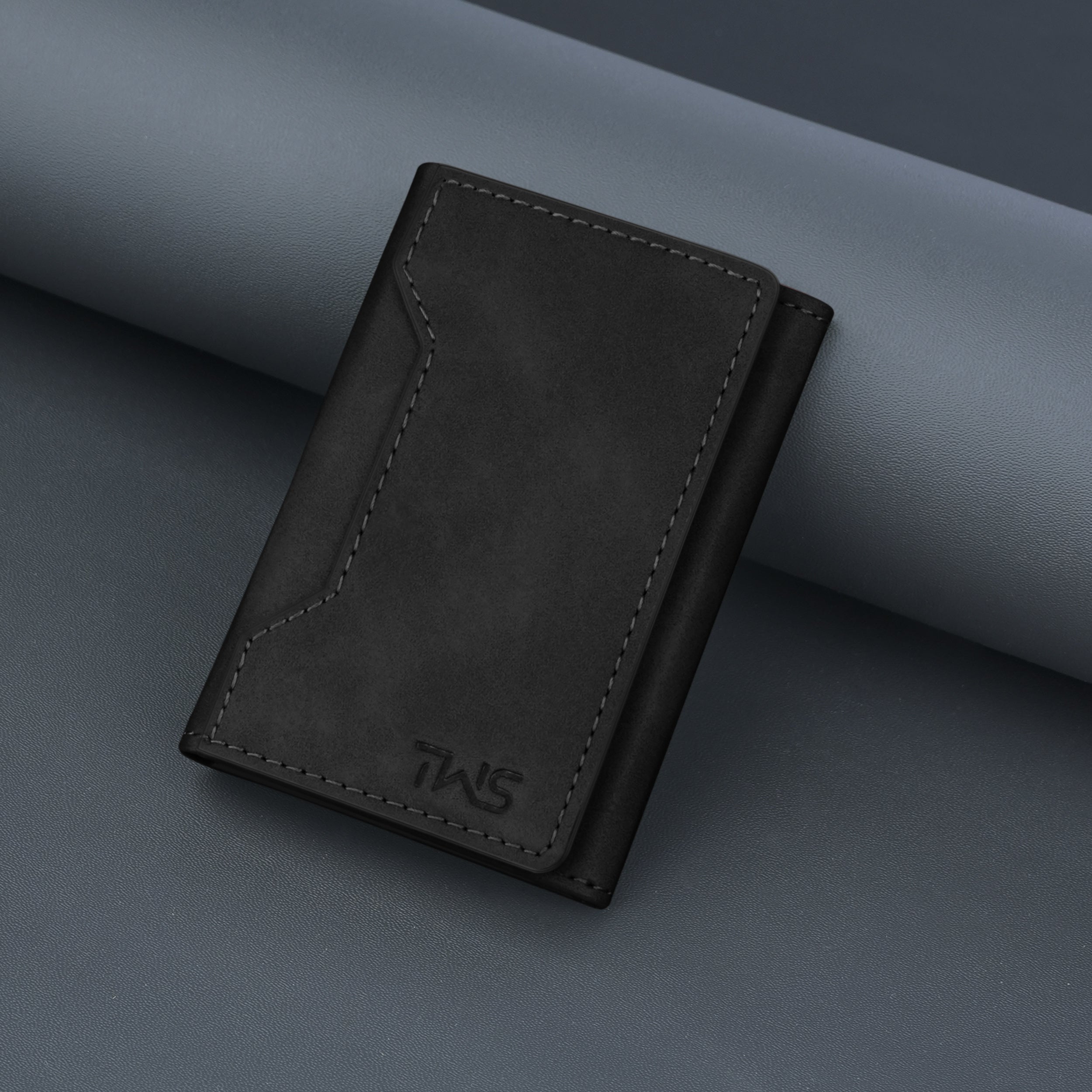 Magna Suede Vegan Leather Cardholder - Black