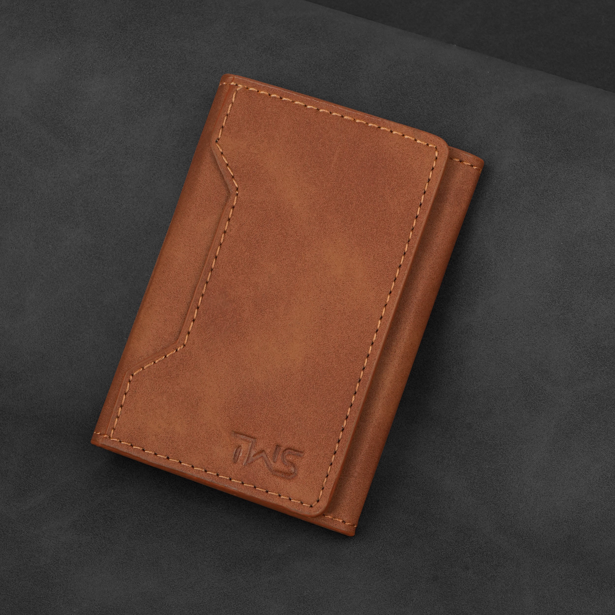 Magna Suede Vegan Leather Cardholder - Tan