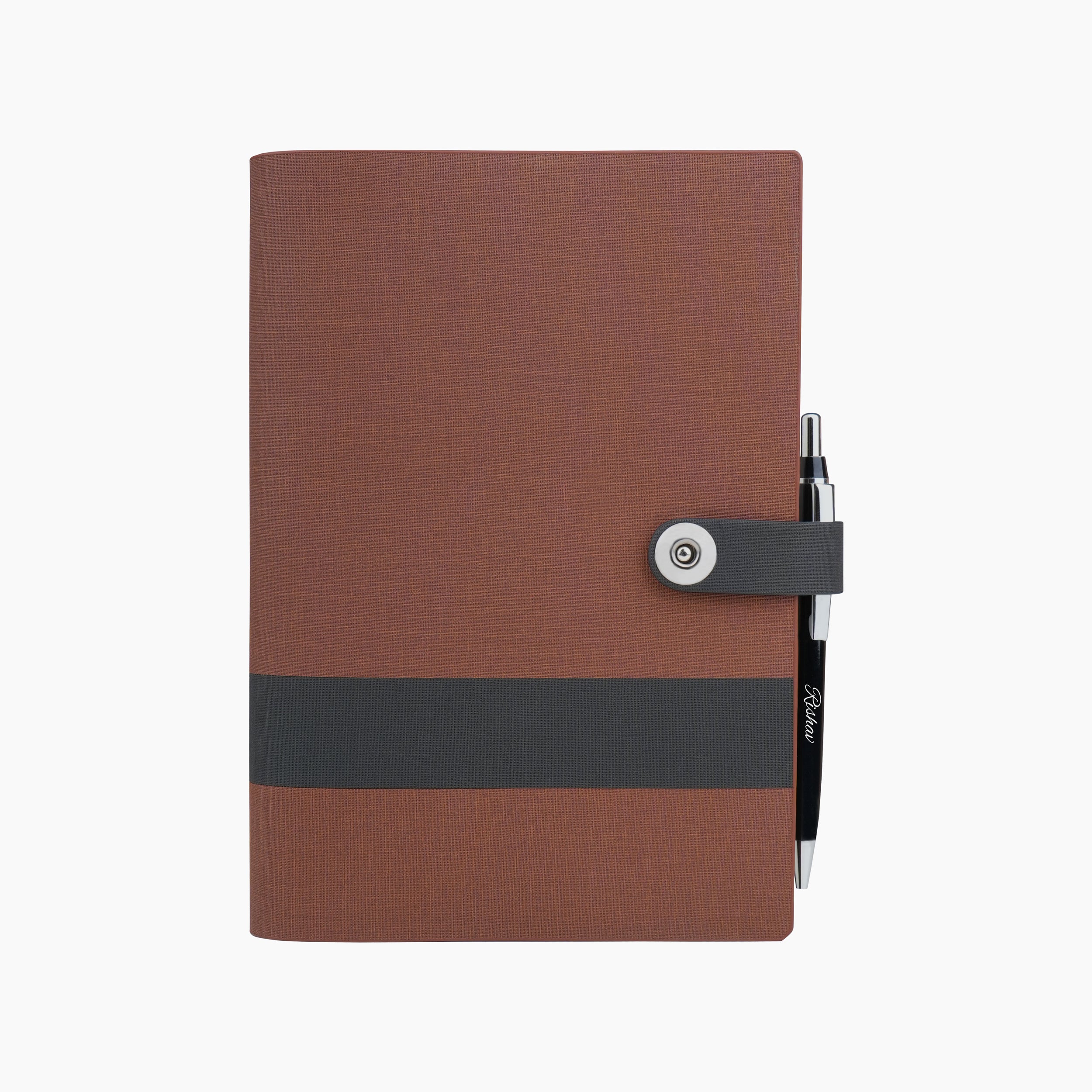 Shadow Line Leather Diary & Pen Gift Set - Brown & Black