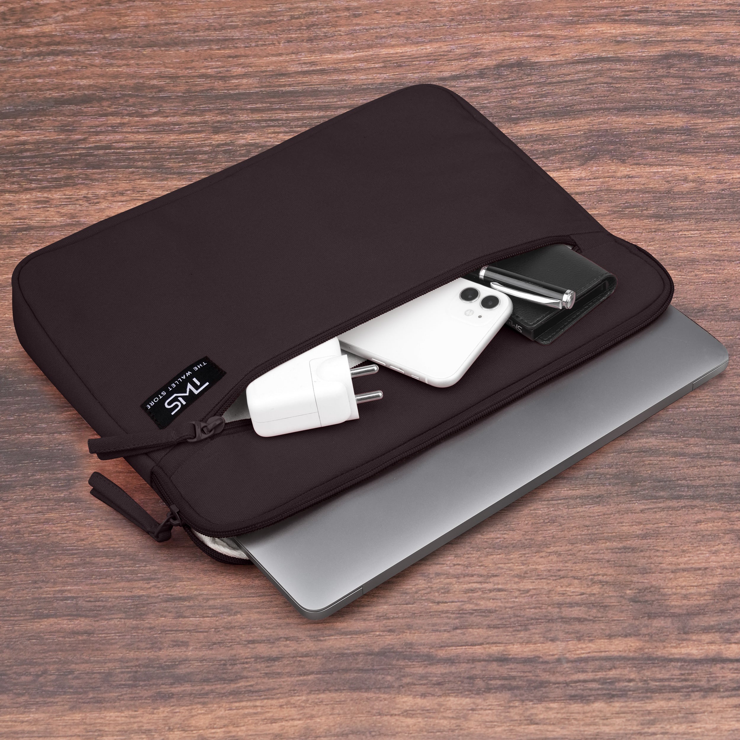 Sleek Guard Canvas Laptop Sleeve - Brown