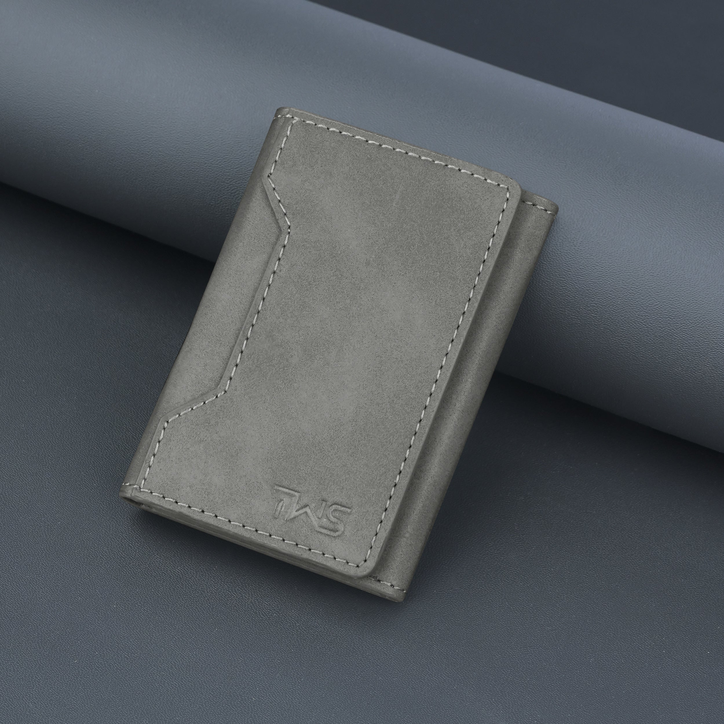 Magna Suede Vegan Leather Cardholder - Grey