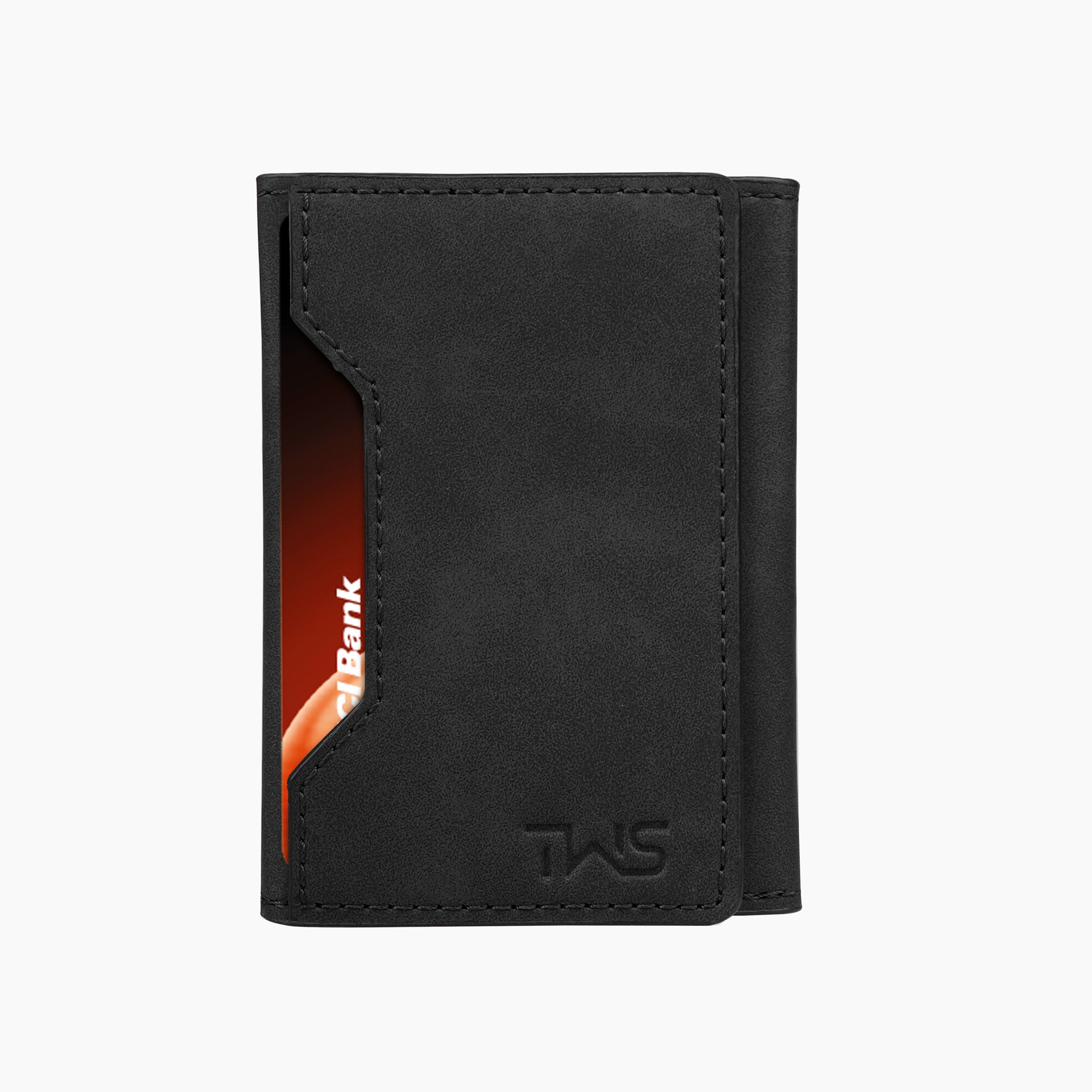 Magna Suede Vegan Leather Cardholder - Black