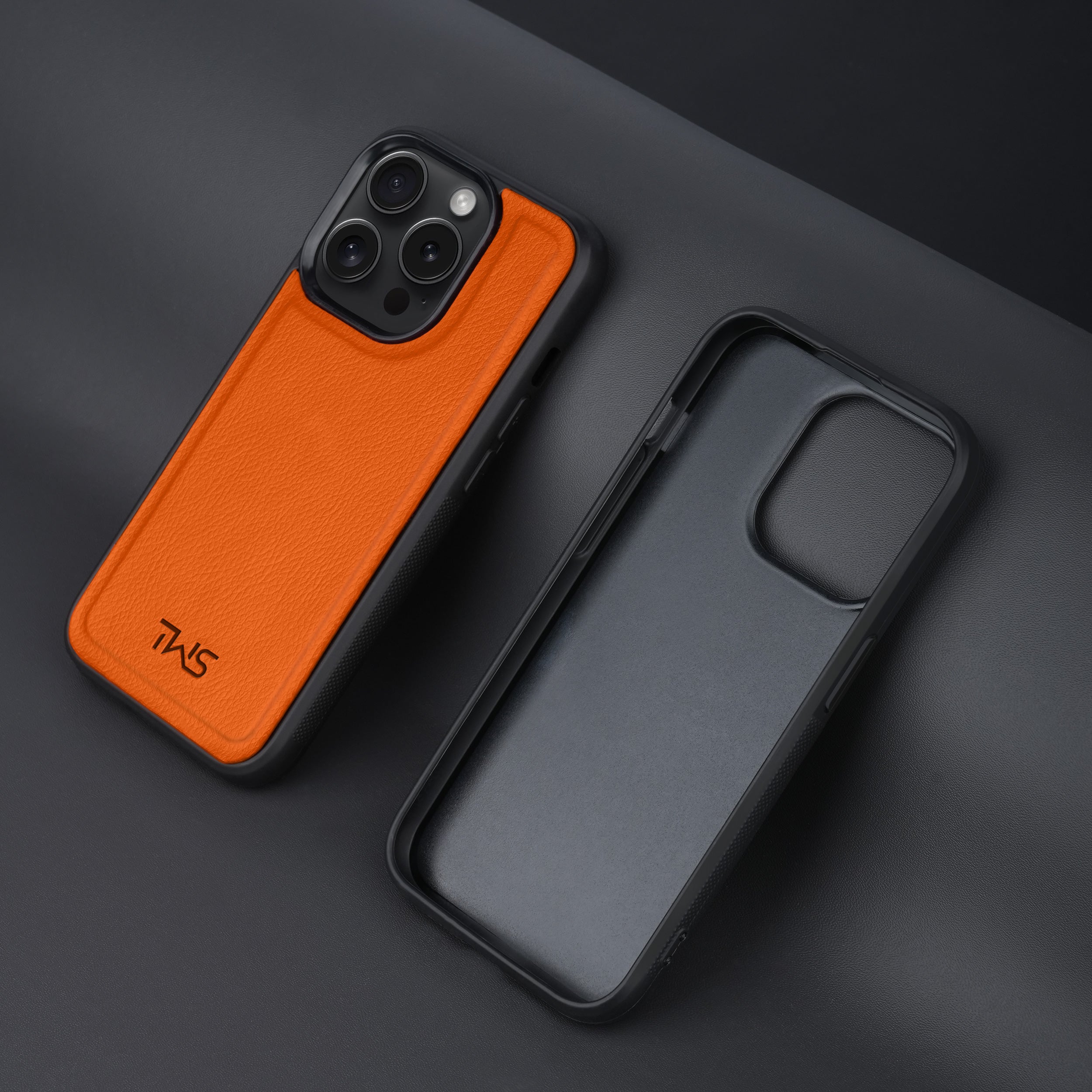 Premium Vegan Leather iPhone Case Cover - Orange