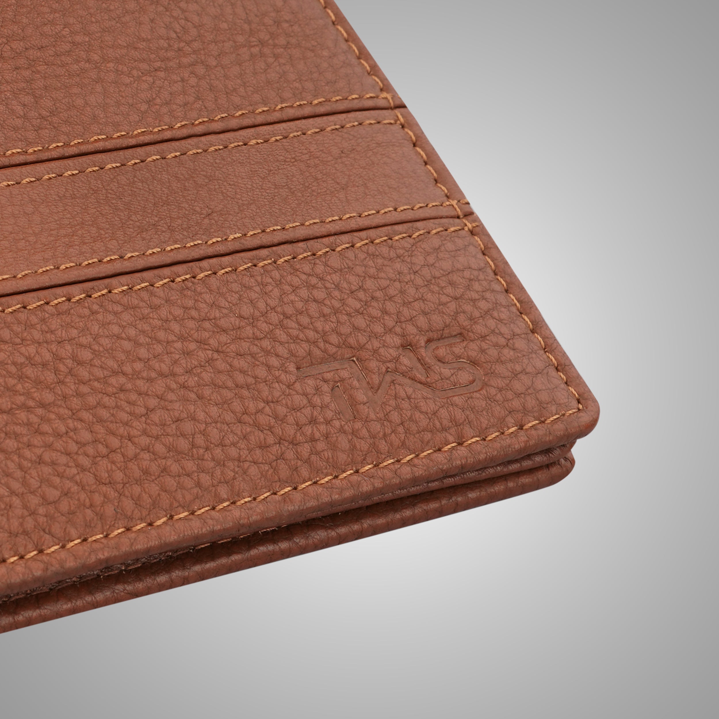 Twin Stripe Elegance Leather Wallet For Men - Tan