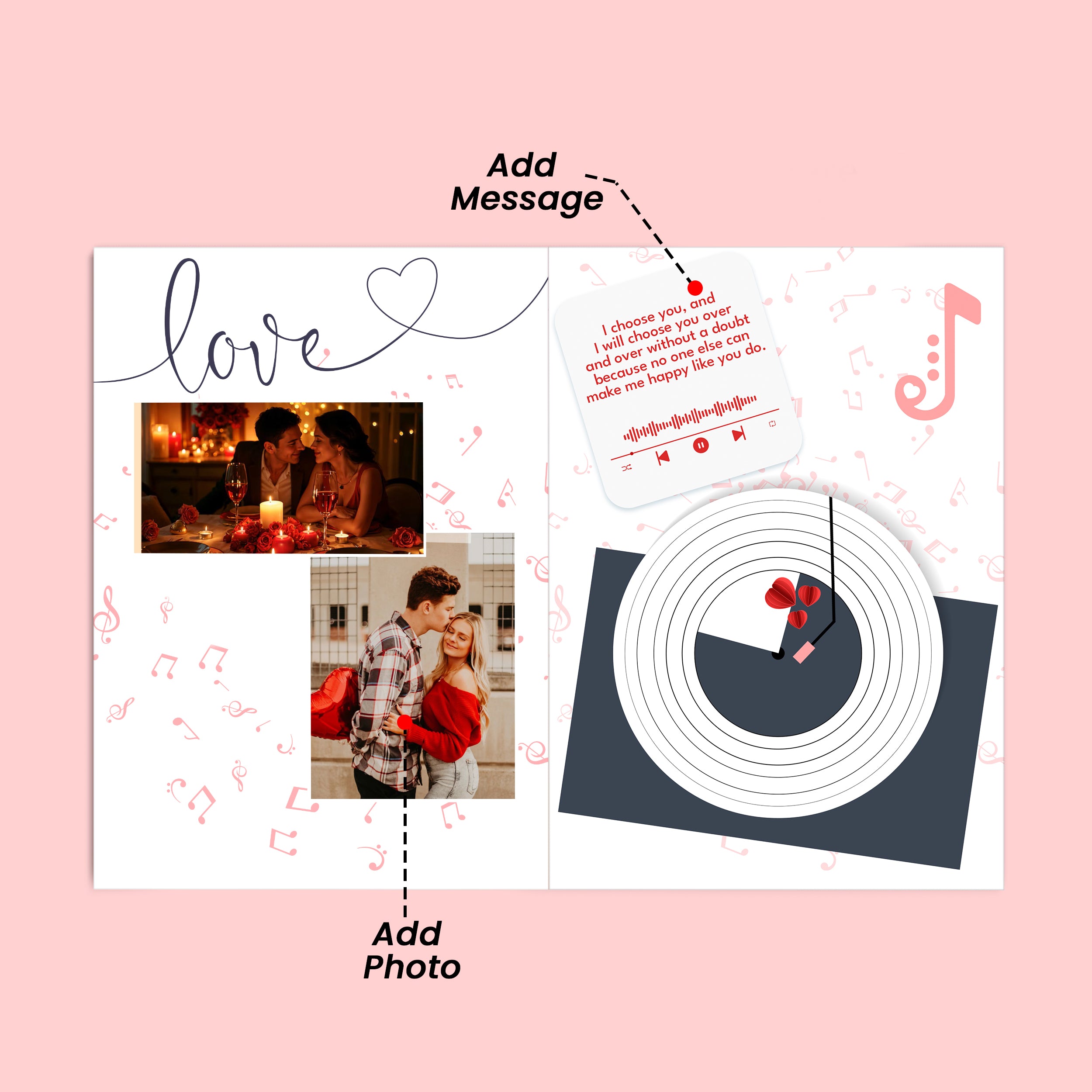 Personalized Valentines Day Audio Greeting Card - Theme 2