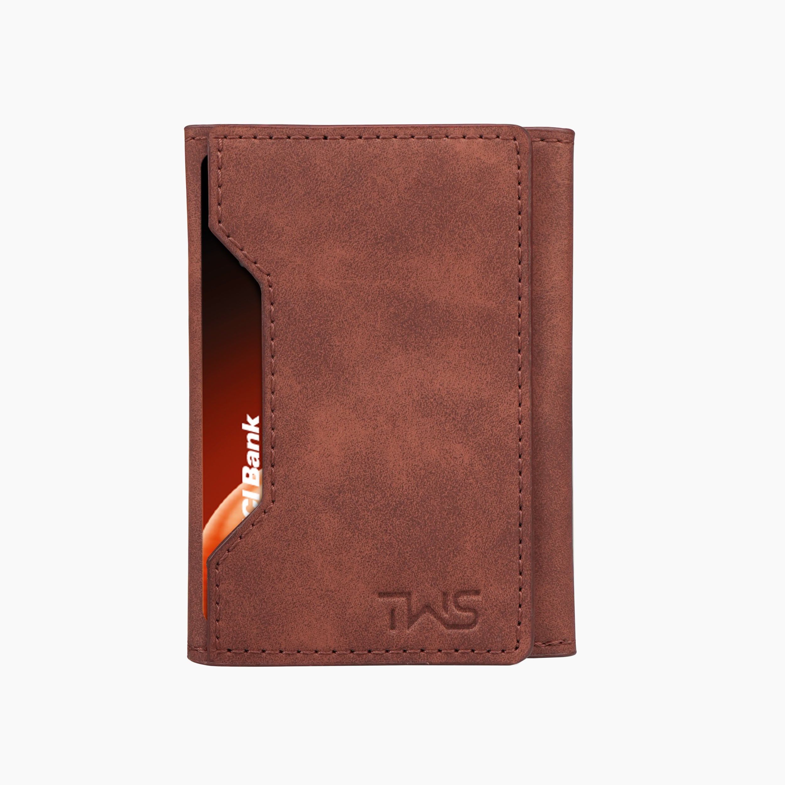 Magna Suede Vegan Leather Cardholder - Brown