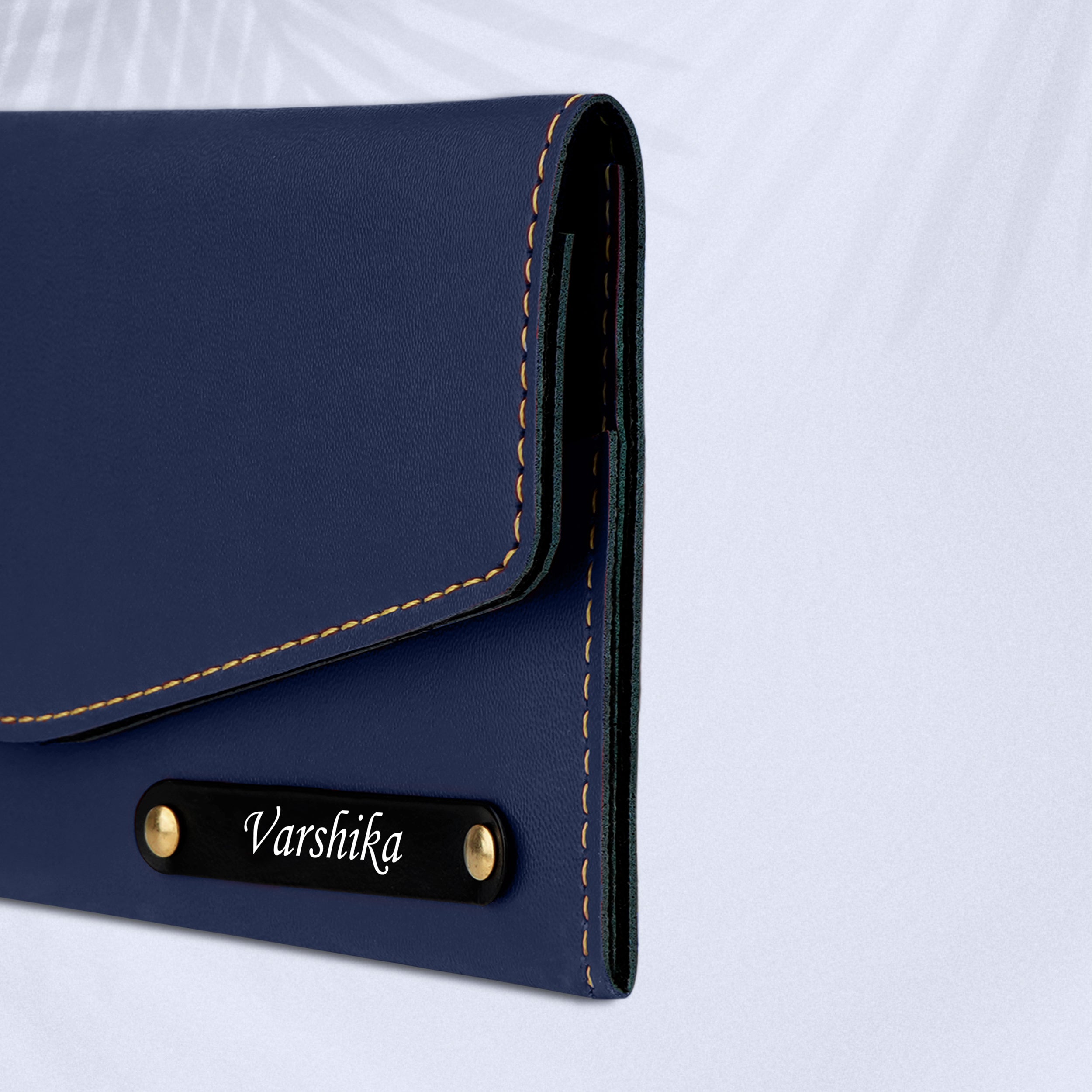 Personalized Charmed Essence Envelope Clutch With Name & Charm - Blue