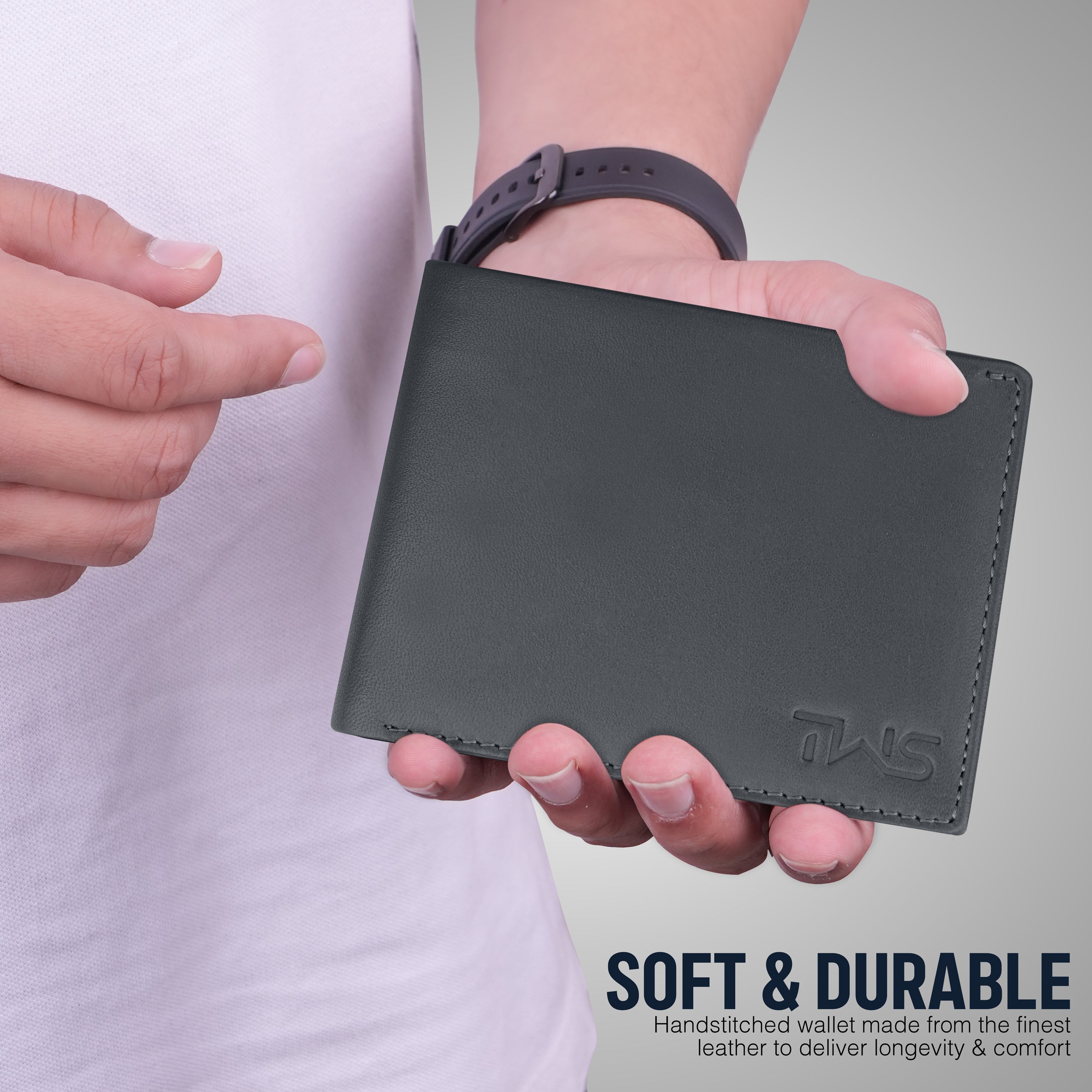 Eternal Solid Leather Wallet For Men - Grey