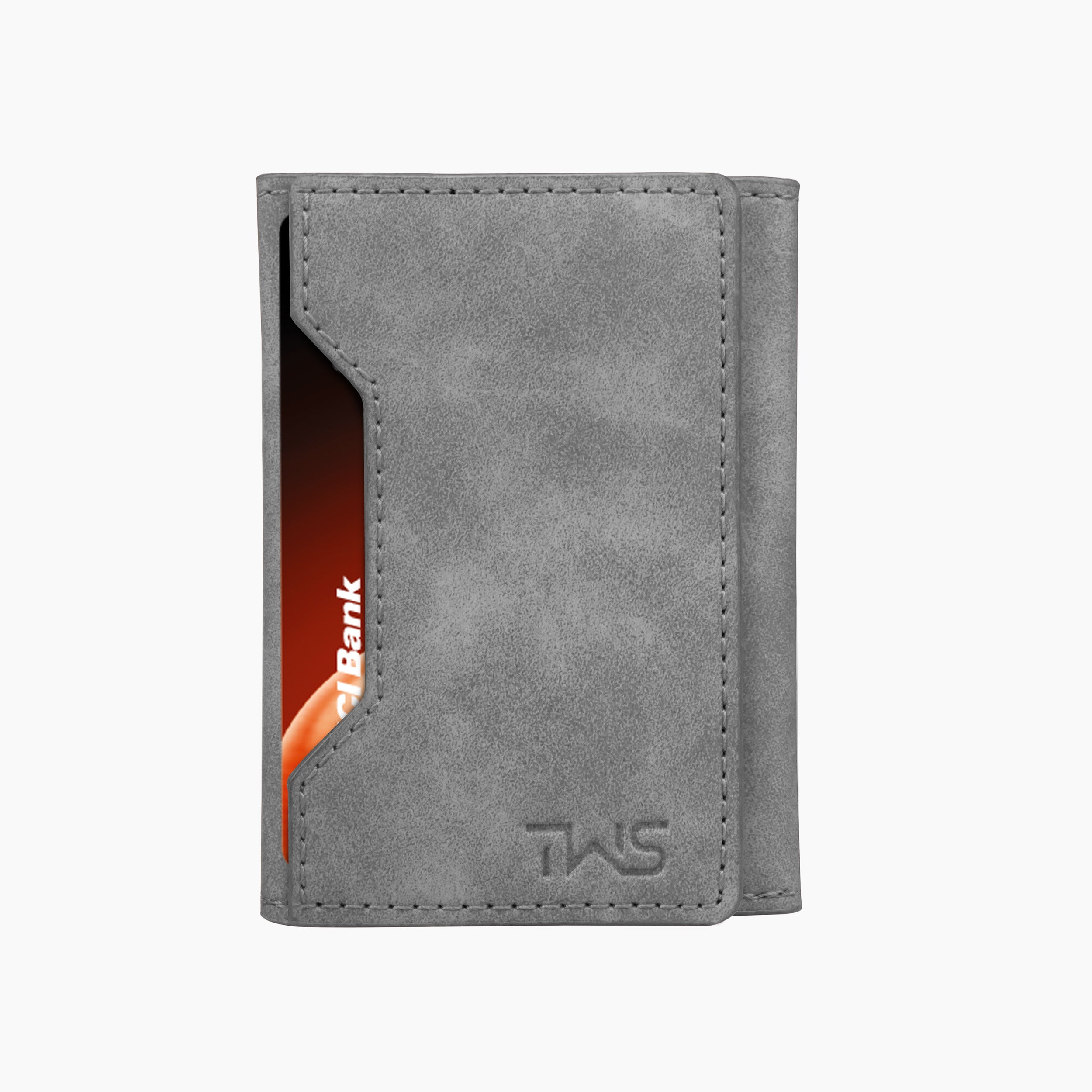 Magna Suede Vegan Leather Cardholder - Grey