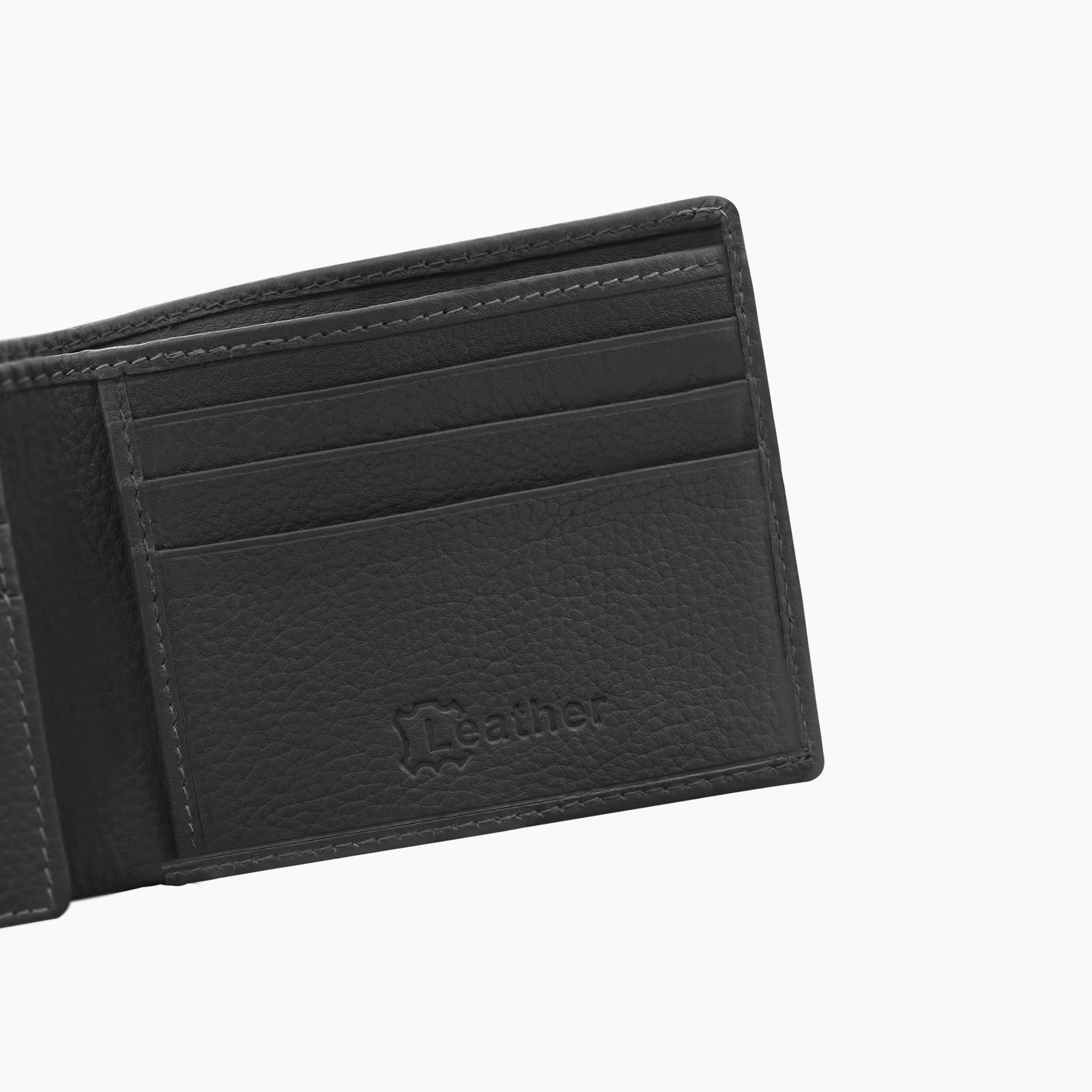 Noble Stripes Leather Wallet For Men - Grey