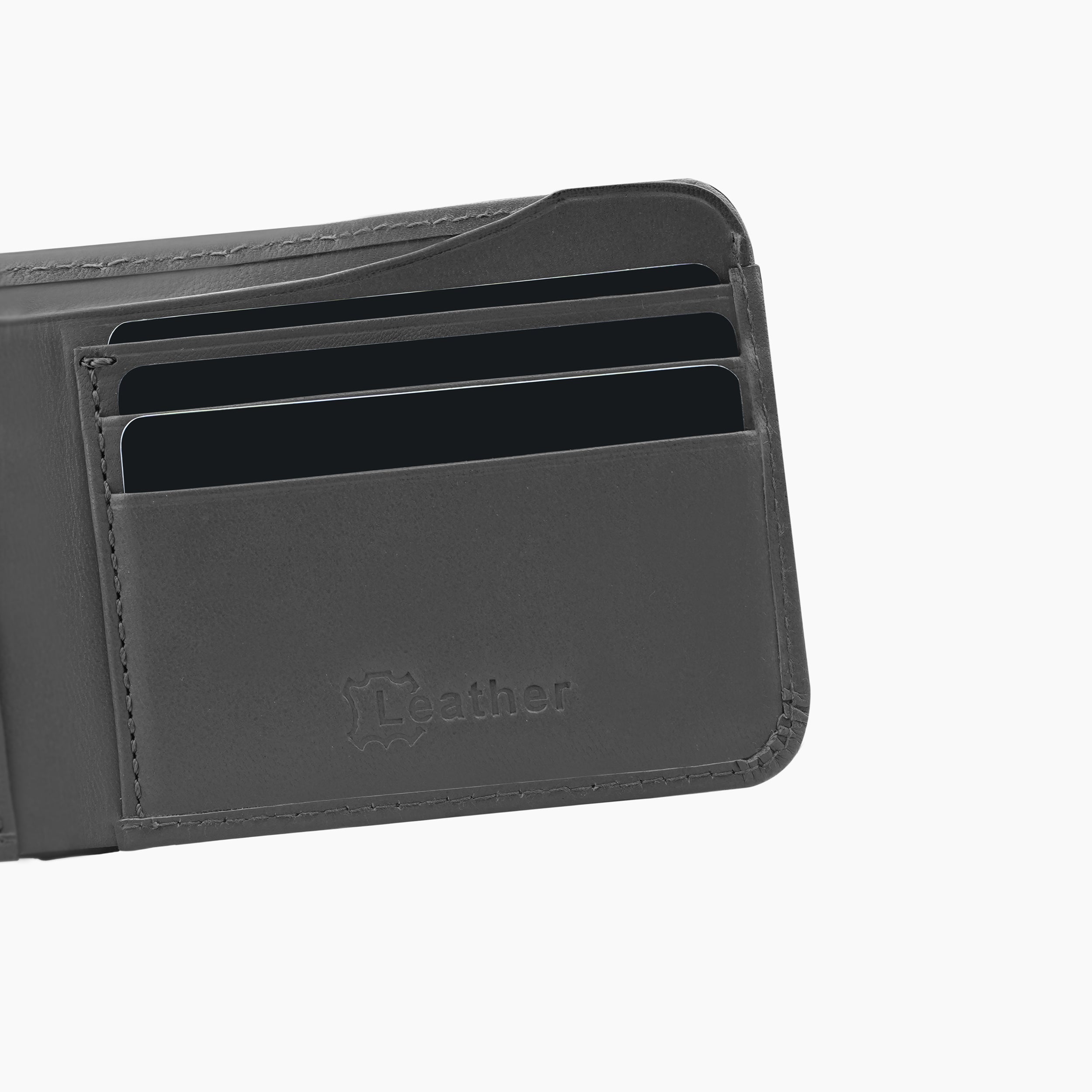 Pure Slim RFID Protected Leather Wallet For Men - Grey