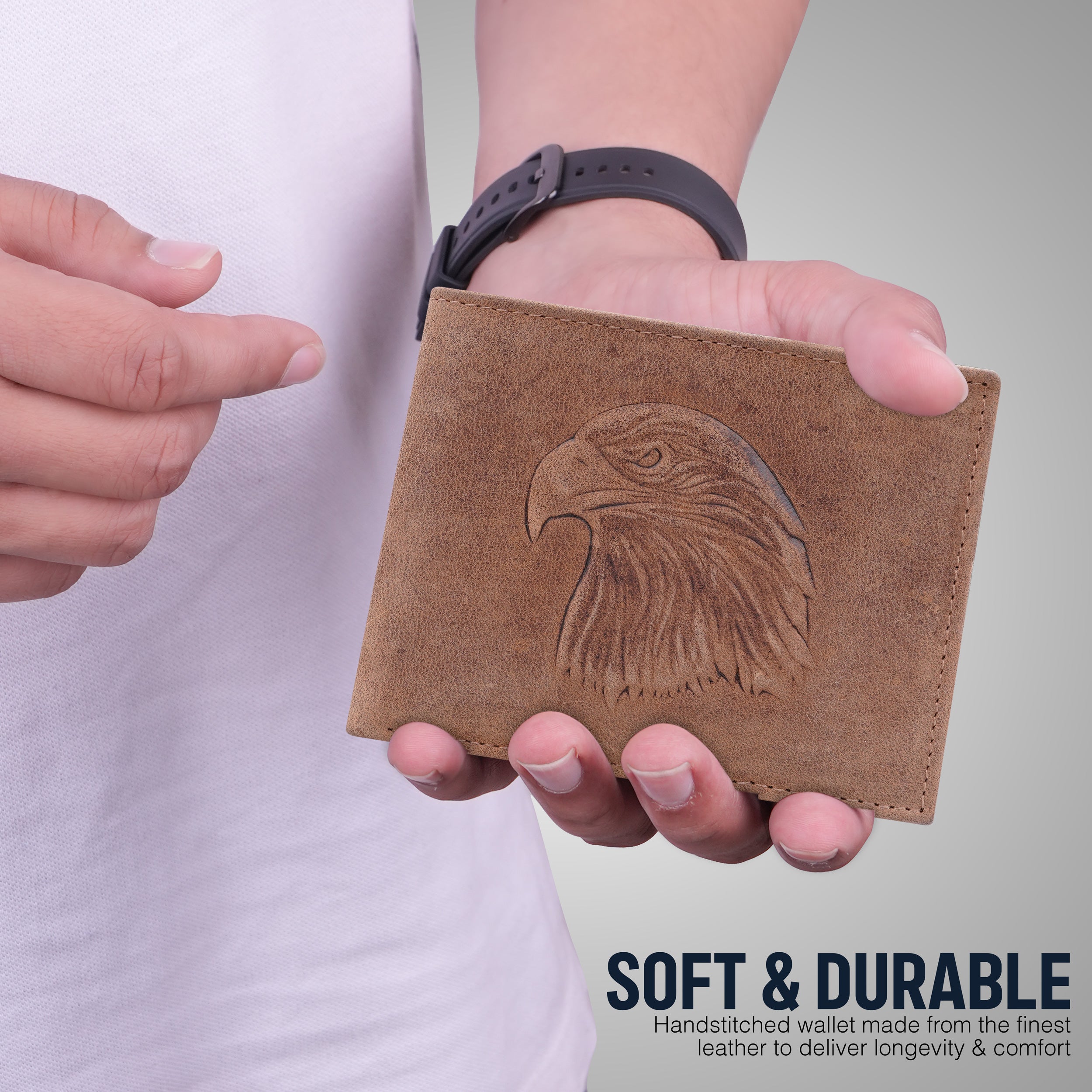 Eagle Emblem Genuine Leather Wallet For Men