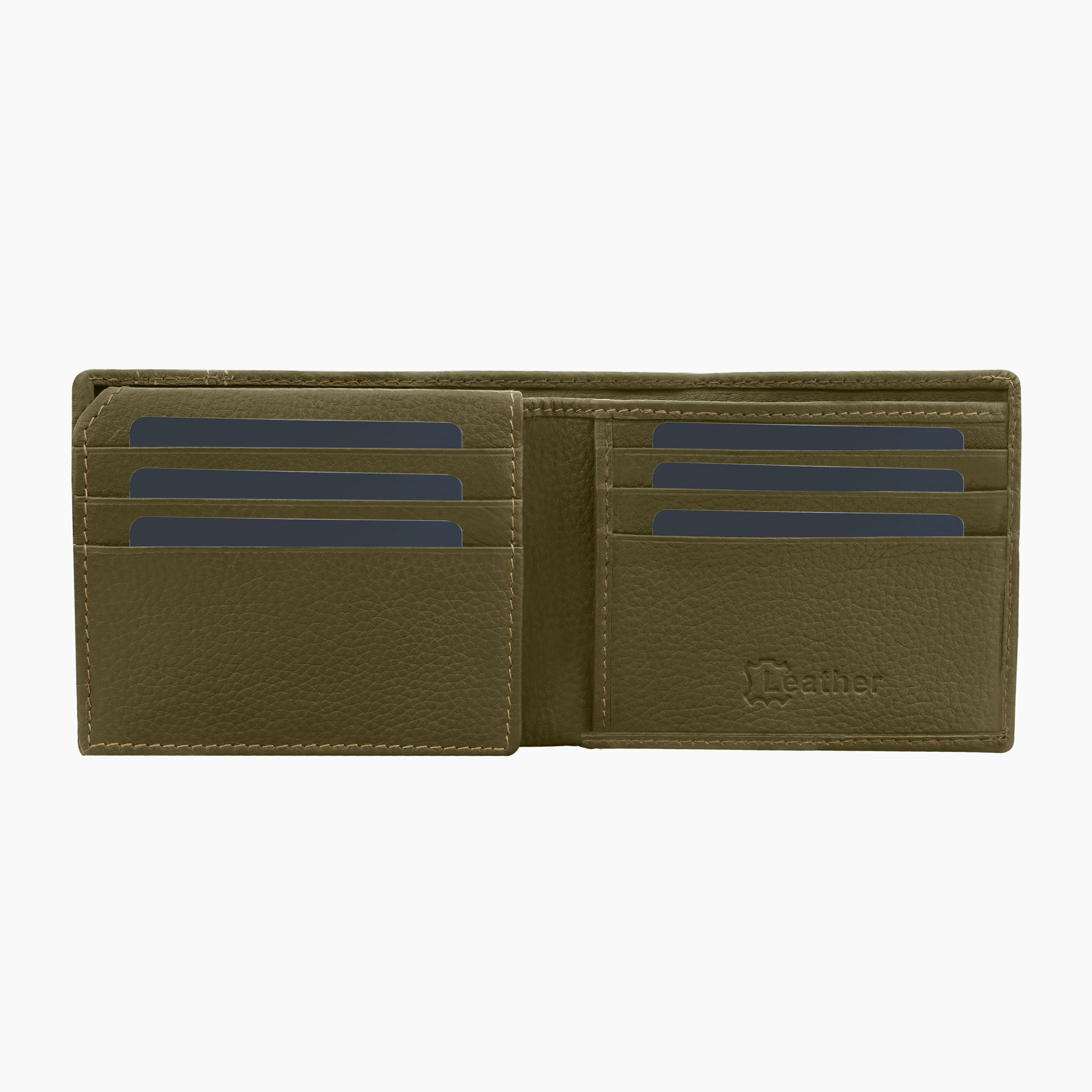 Noble Stripes Leather Wallet For Men - Green