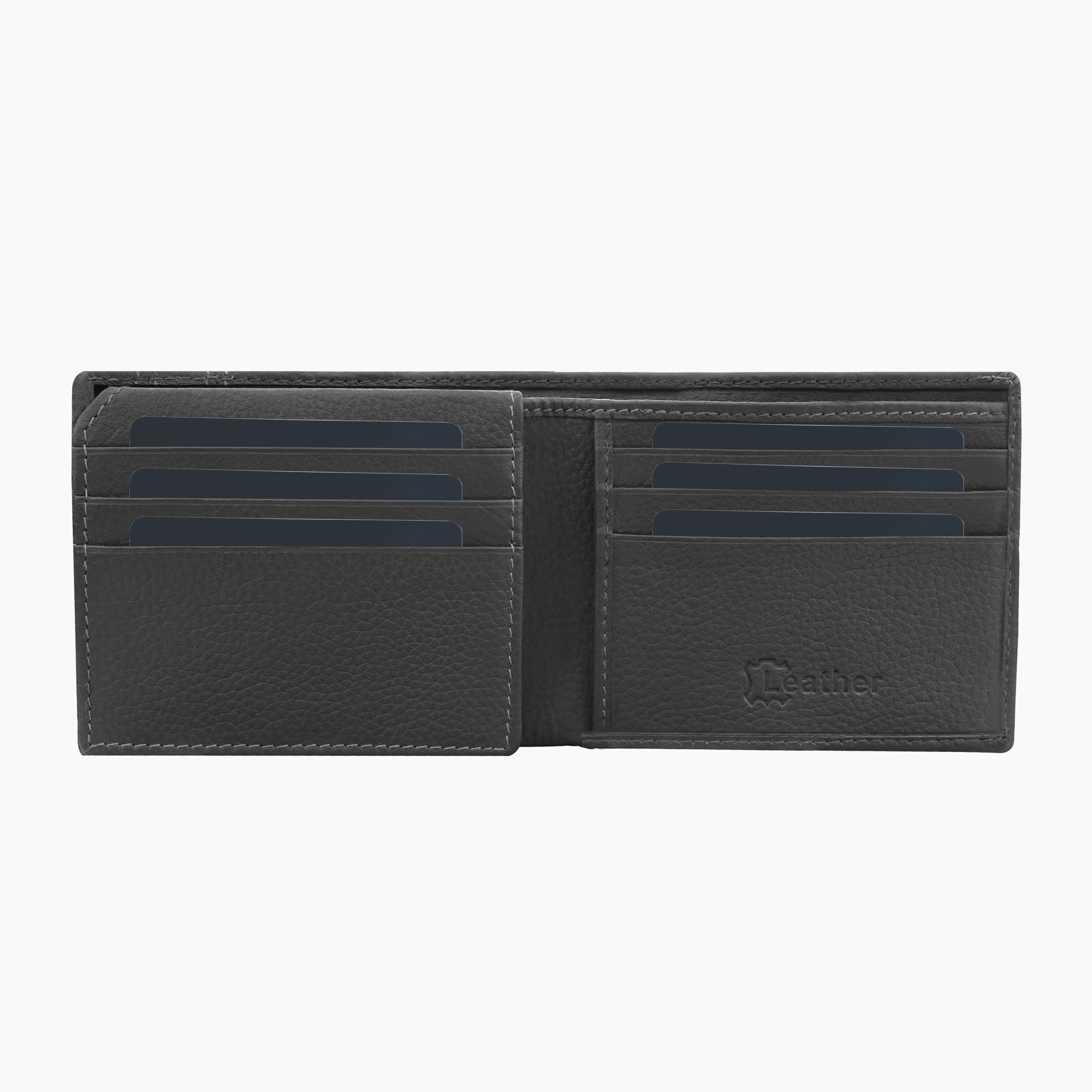 Noble Stripes Leather Wallet For Men - Grey