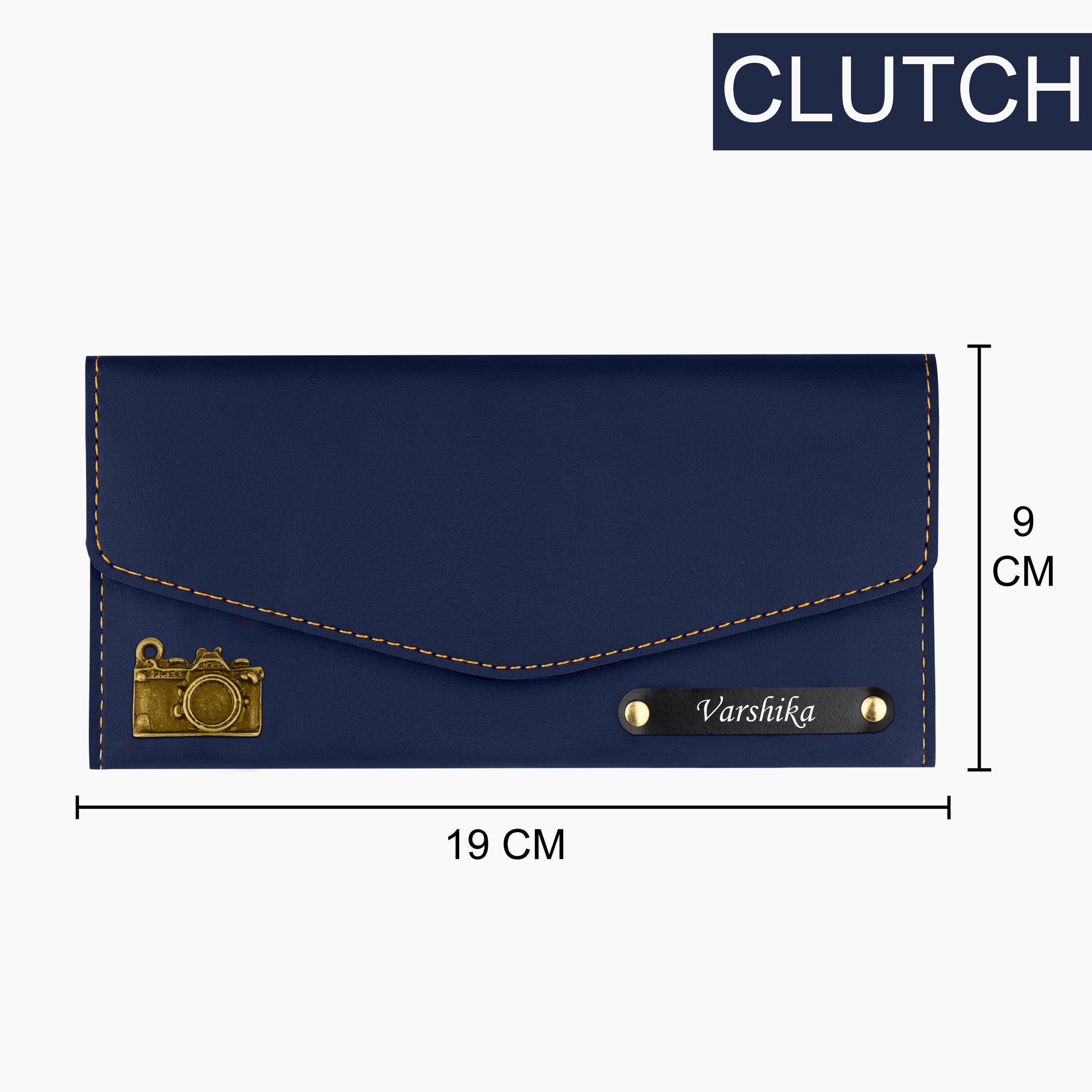 Personalized Charmed Essence Envelope Clutch With Name & Charm - Blue