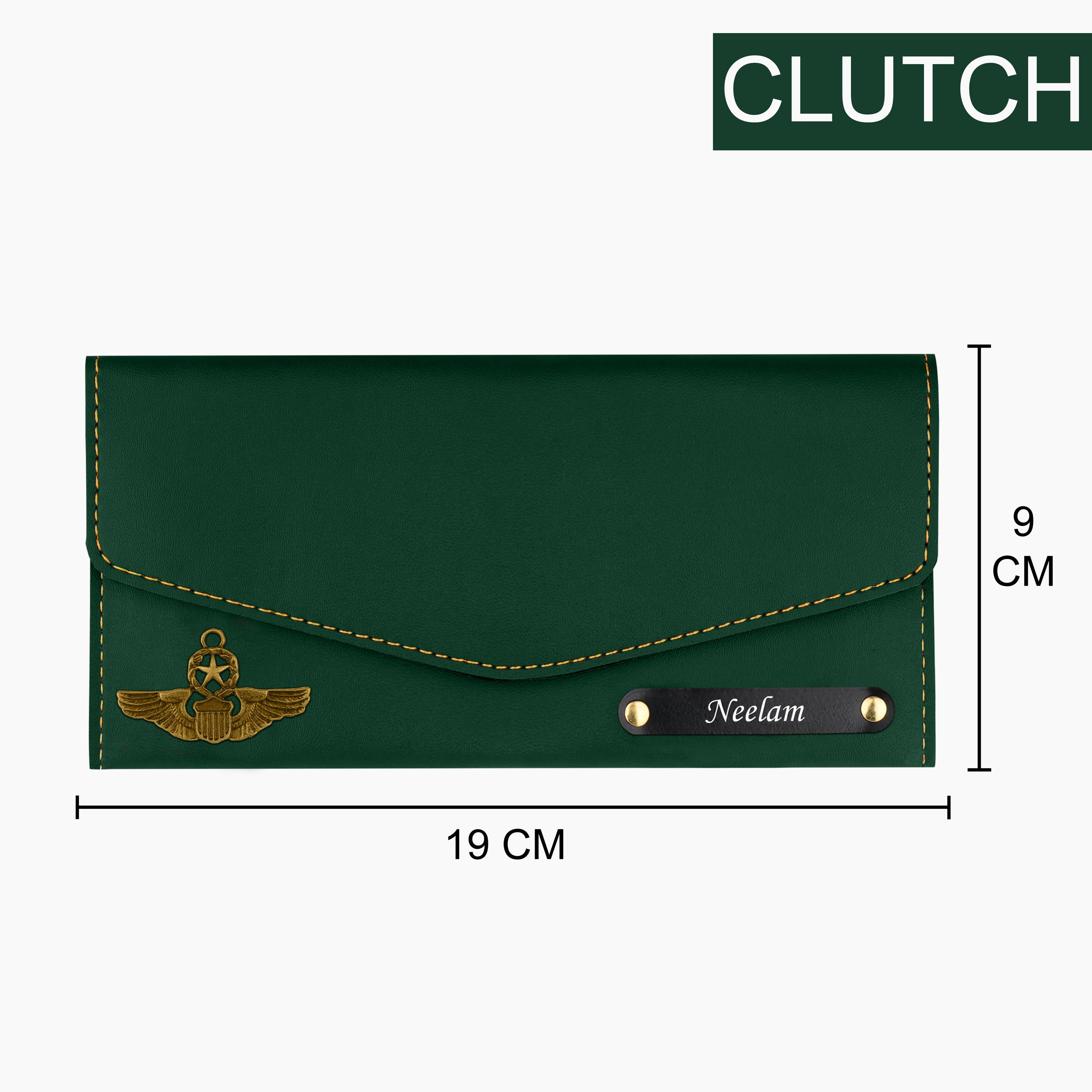 Personalized Charmed Essence Envelope Clutch With Name & Charm - Green