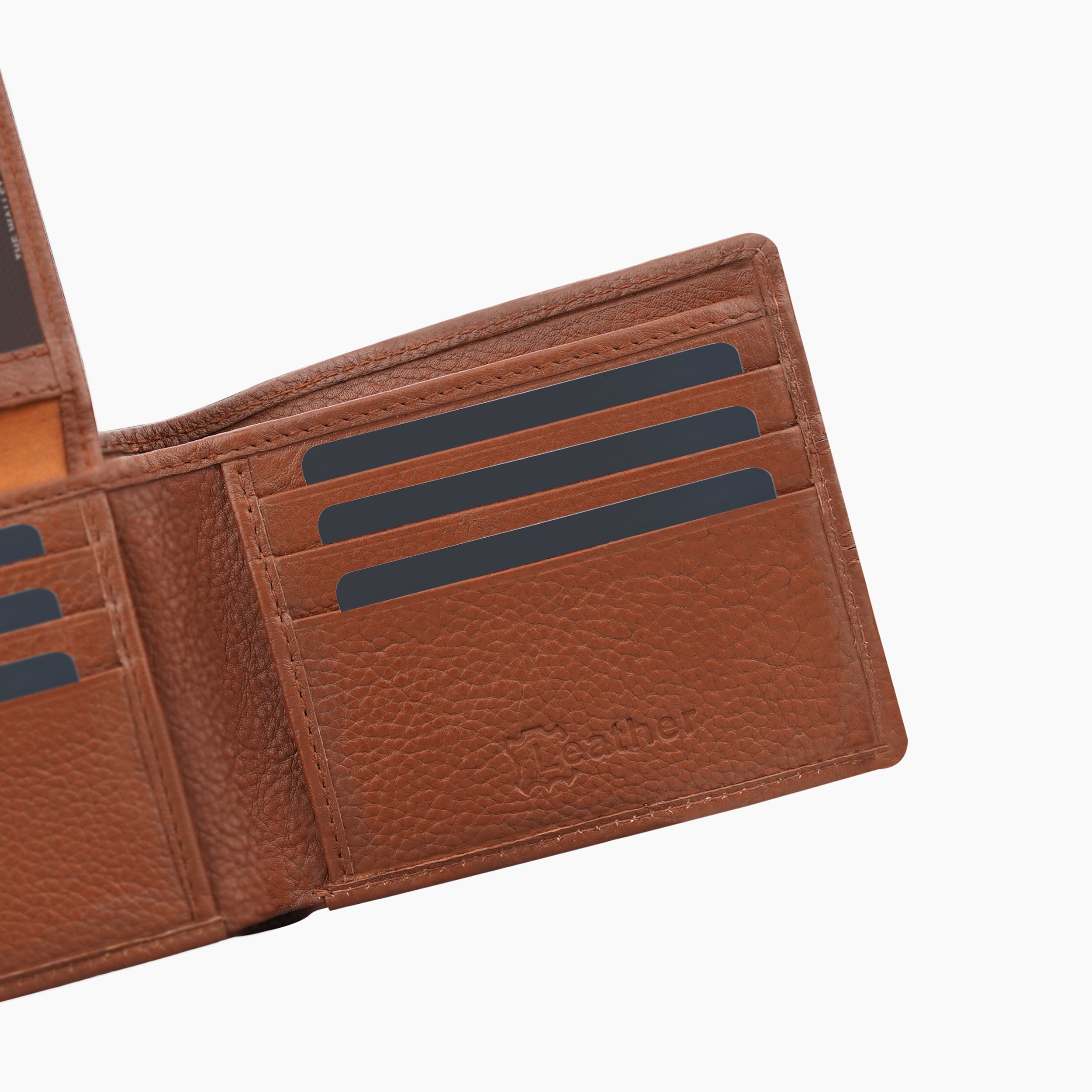 Twin Stripe Elegance Leather Wallet For Men - Tan