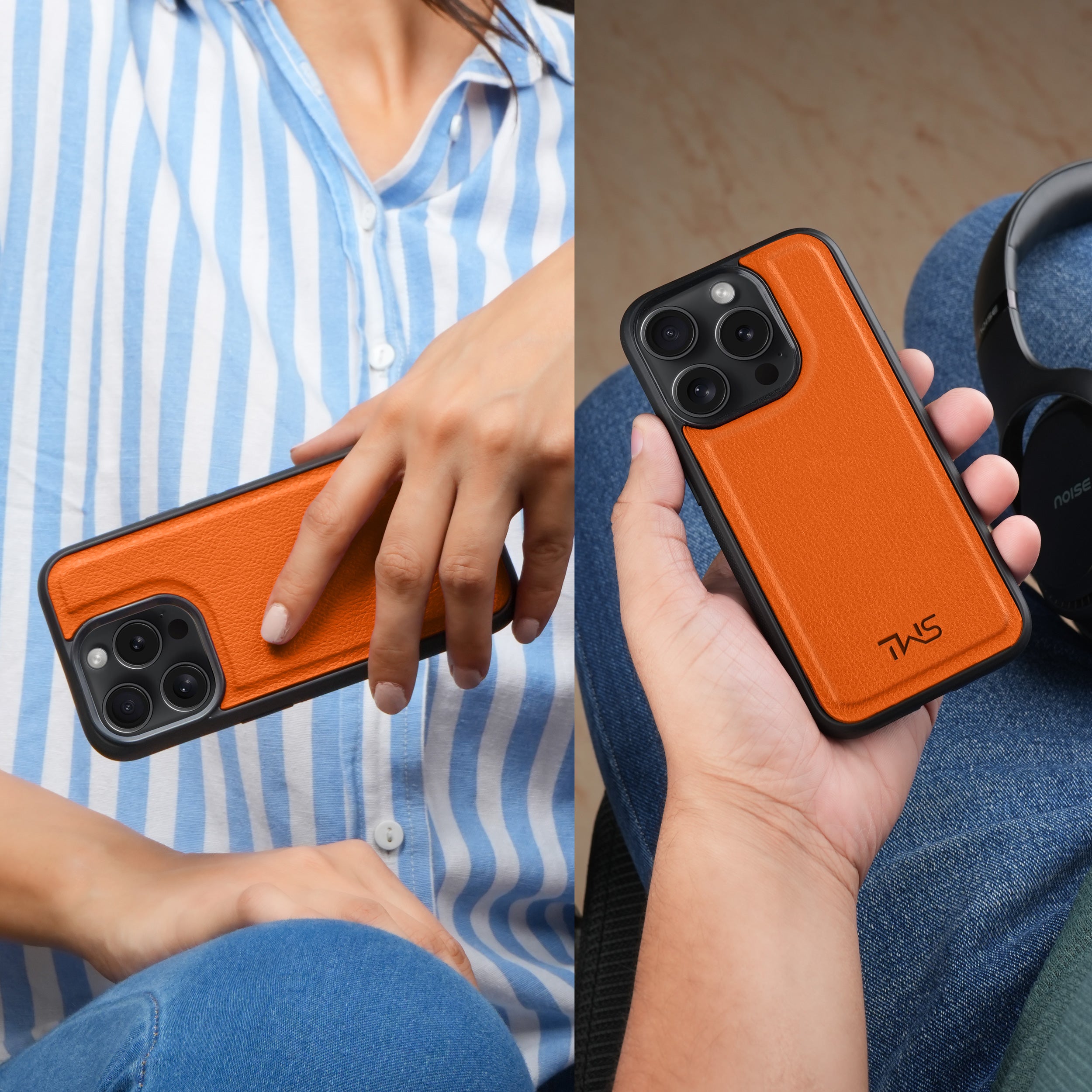 Premium Vegan Leather iPhone Case Cover - Orange