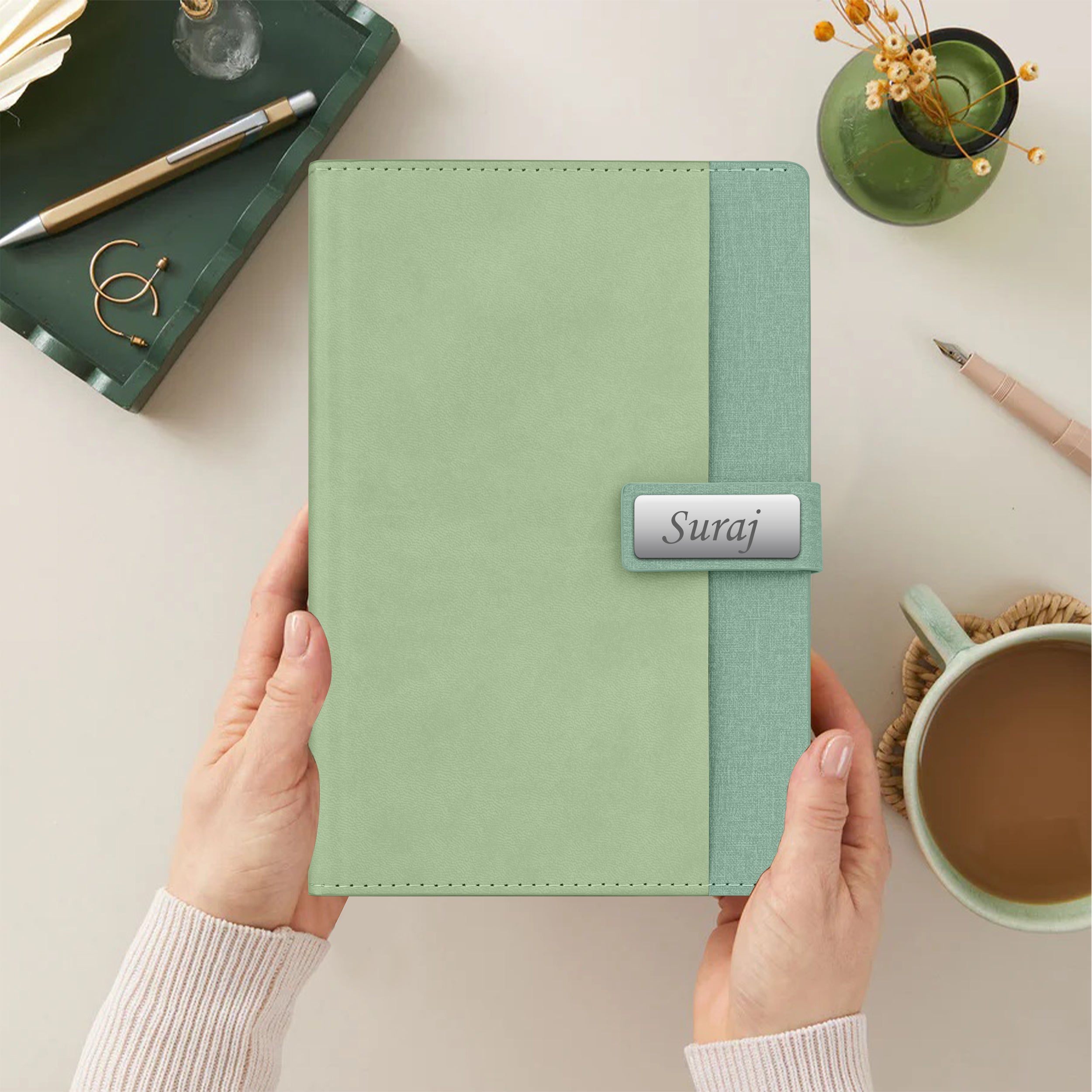 Personalized Shade Sync Diary & Pen Gift Set - Green