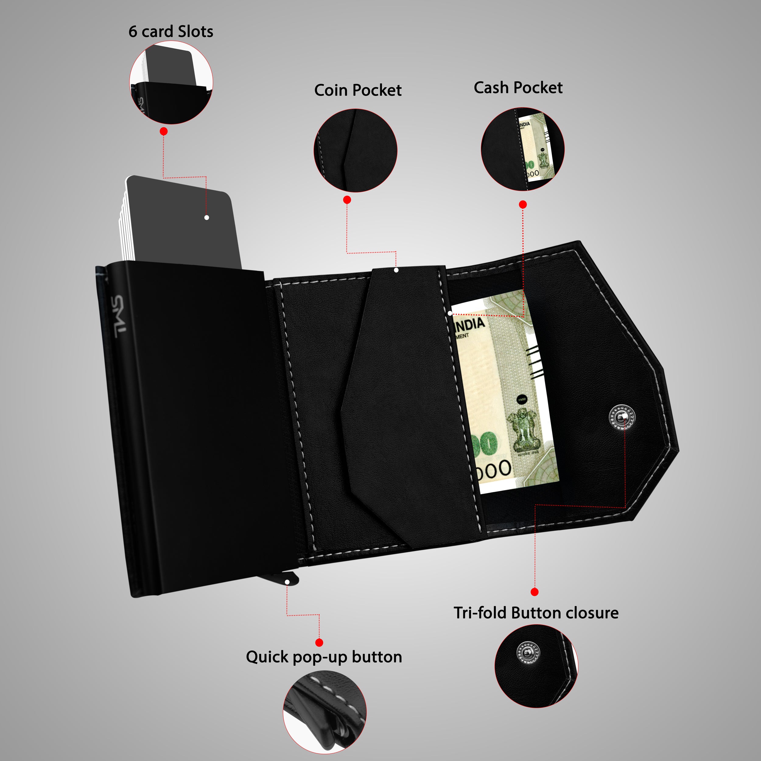 Vintage RFID Protected Wallet Card Holder - Black