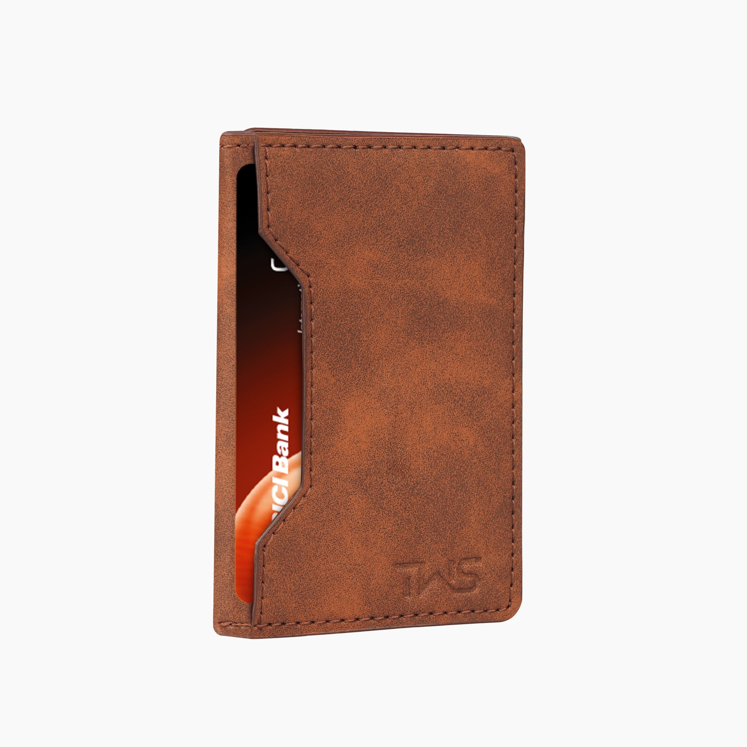 Magna Suede Vegan Leather Cardholder - Tan