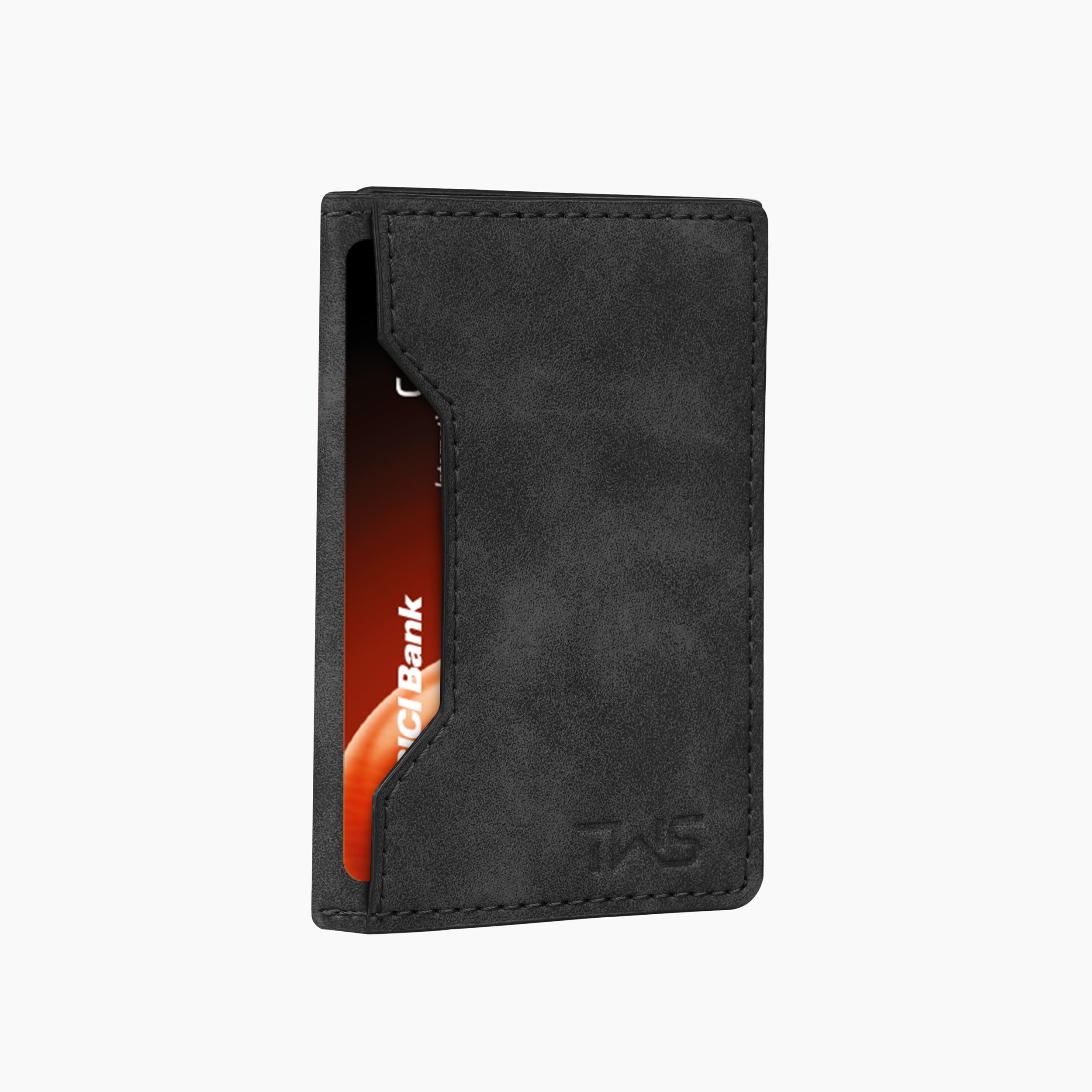 Magna Suede Vegan Leather Cardholder - Black