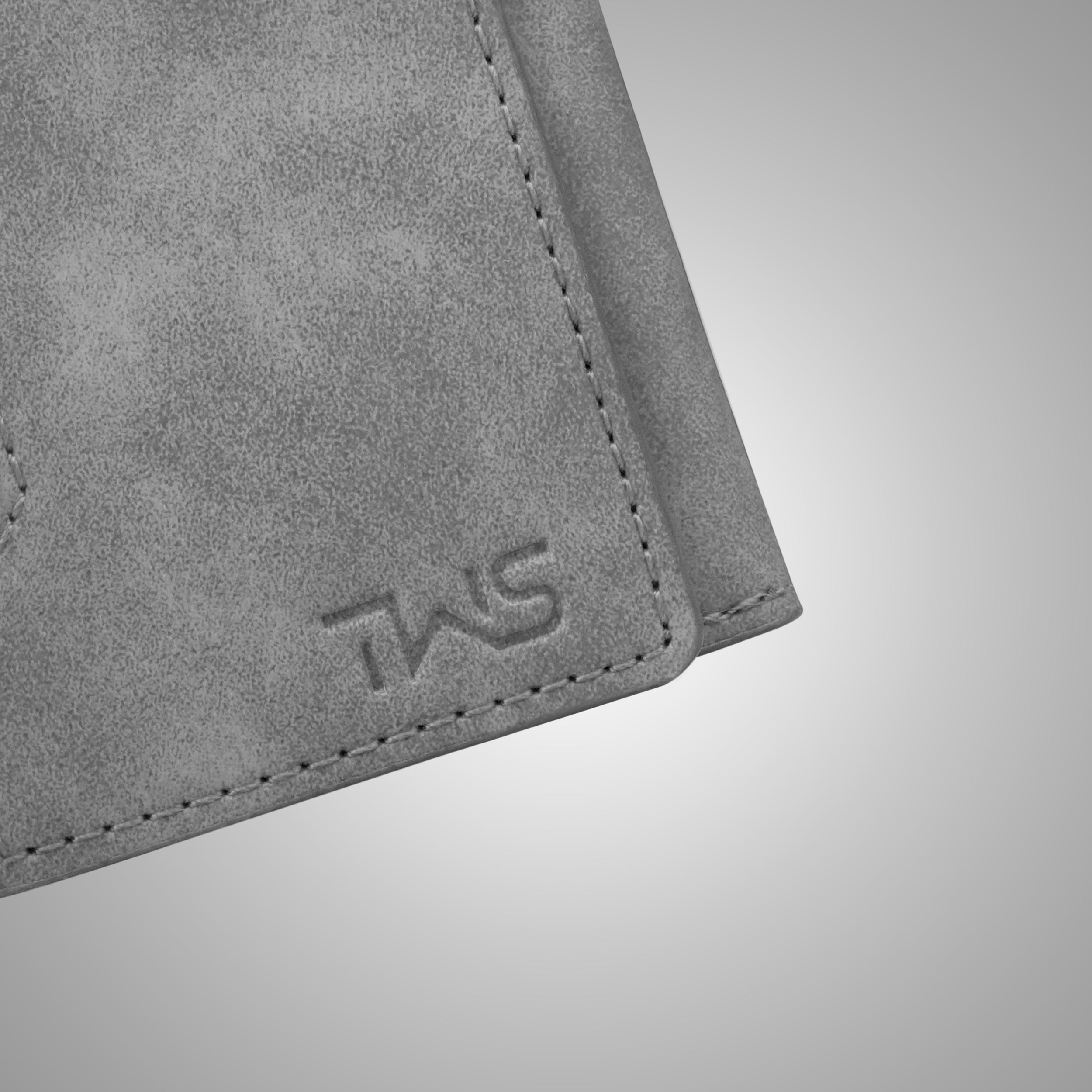 Magna Suede Vegan Leather Cardholder - Grey