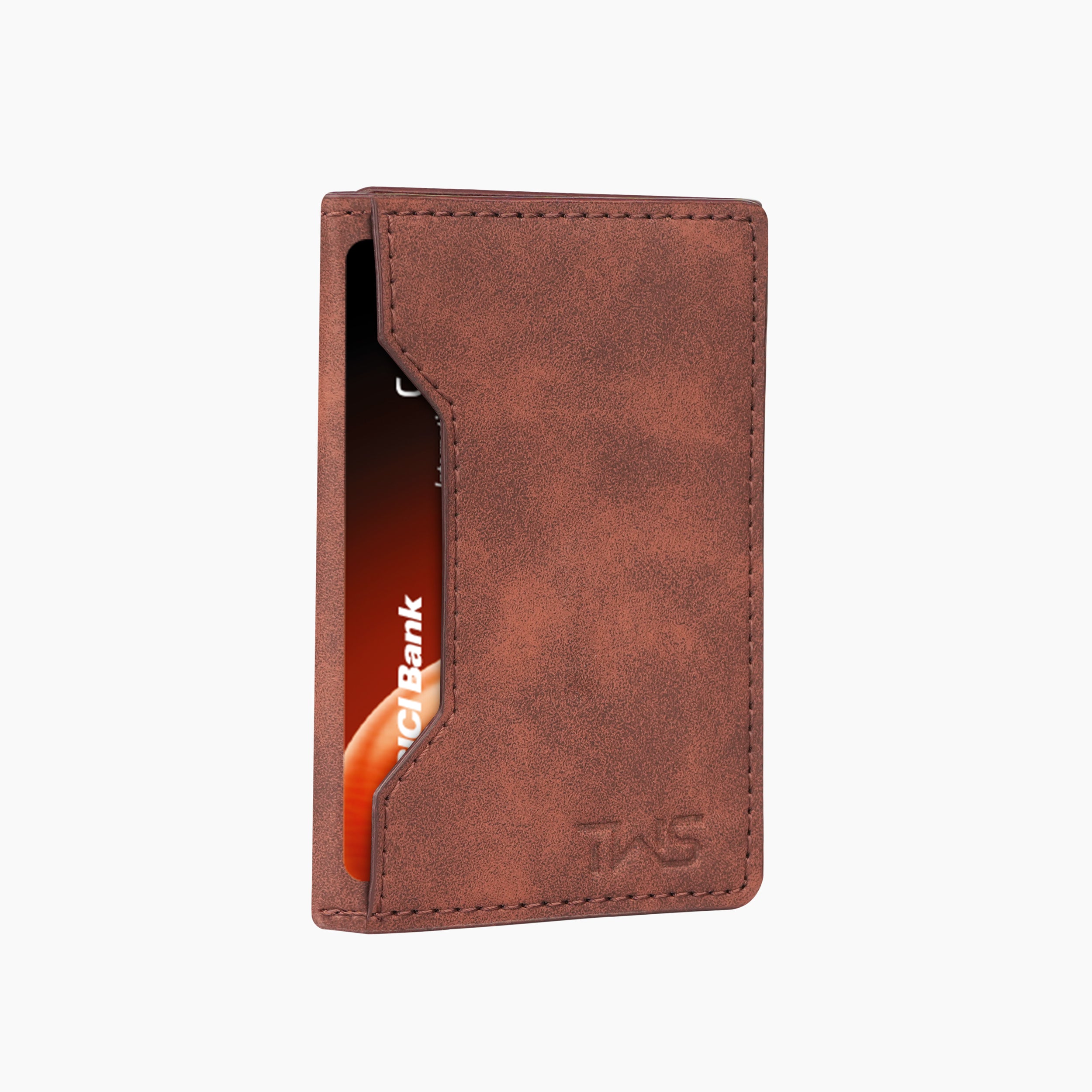 Magna Suede Vegan Leather Cardholder - Brown