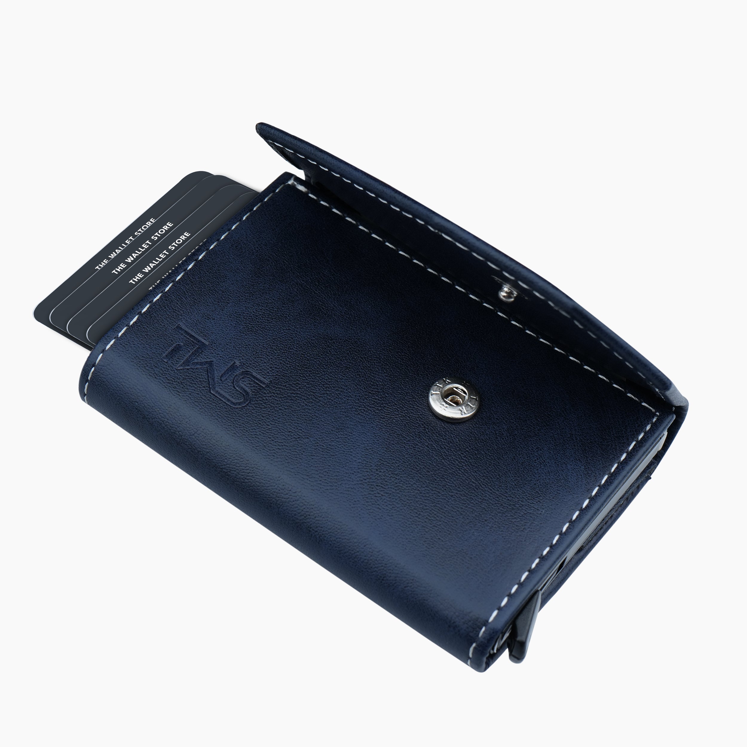 Vintage RFID Protected Wallet Card Holder - Blue