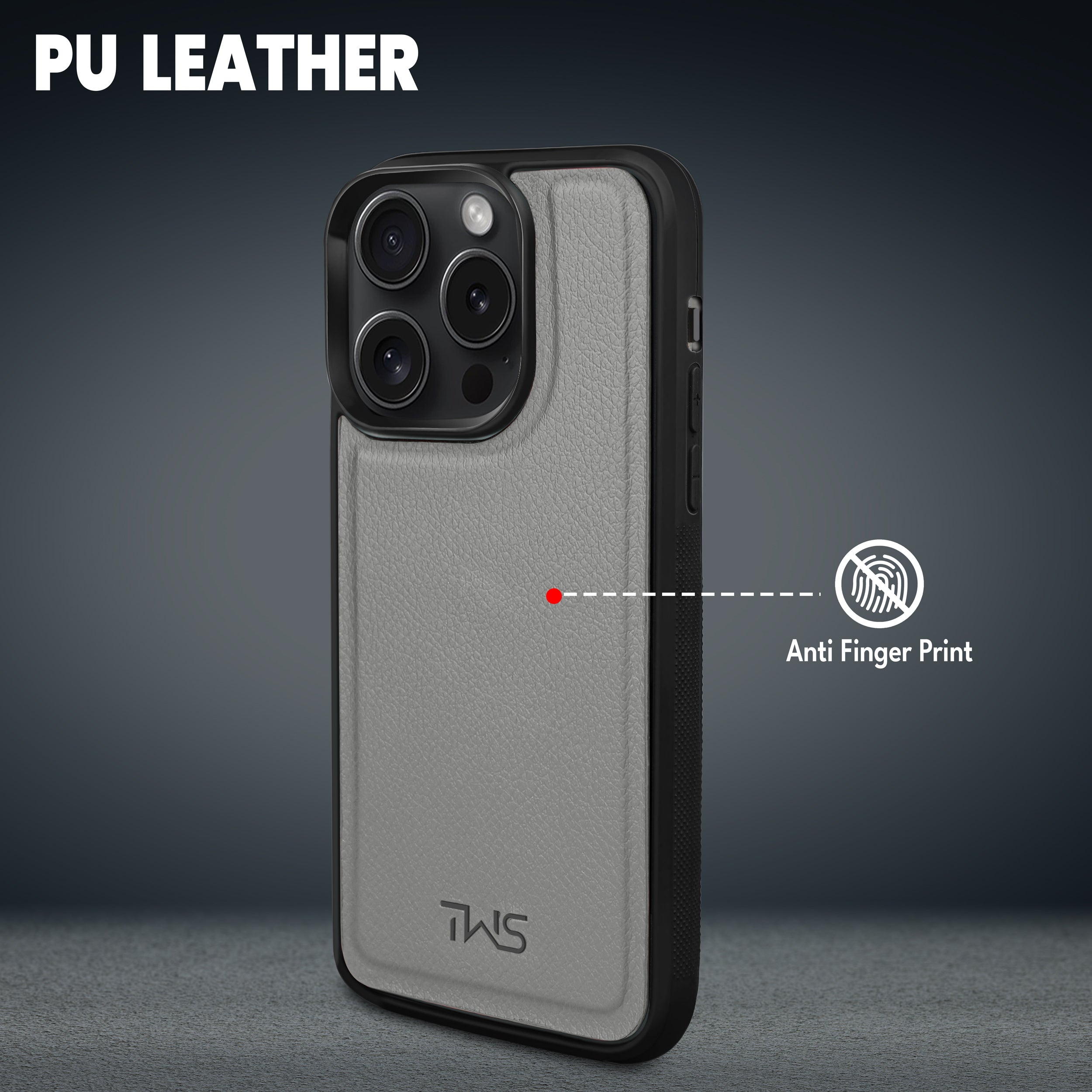 Premium Vegan Leather iPhone Case Cover- Grey