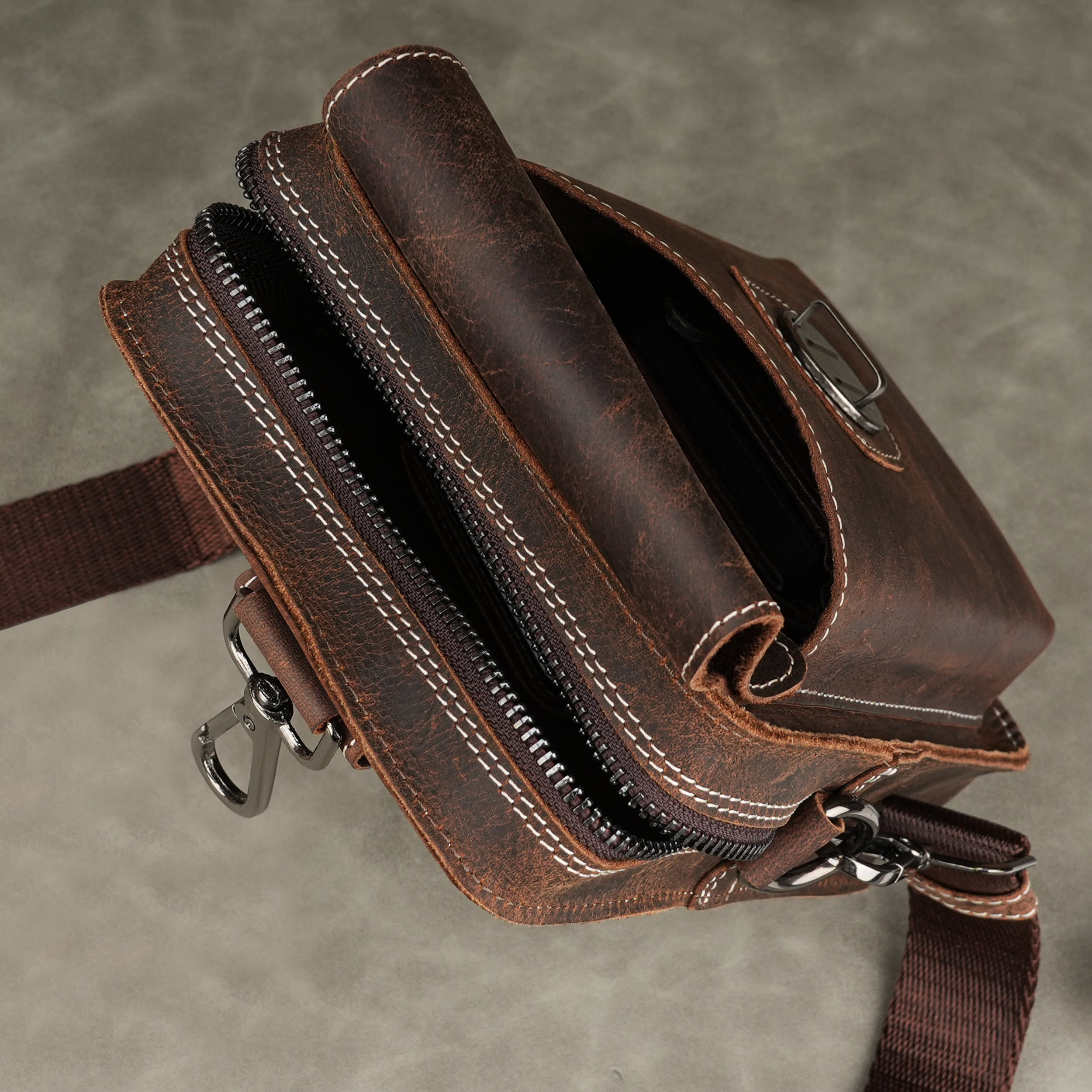 Cross Trail Genuine Leather Crossbody Unisex Sling Bag