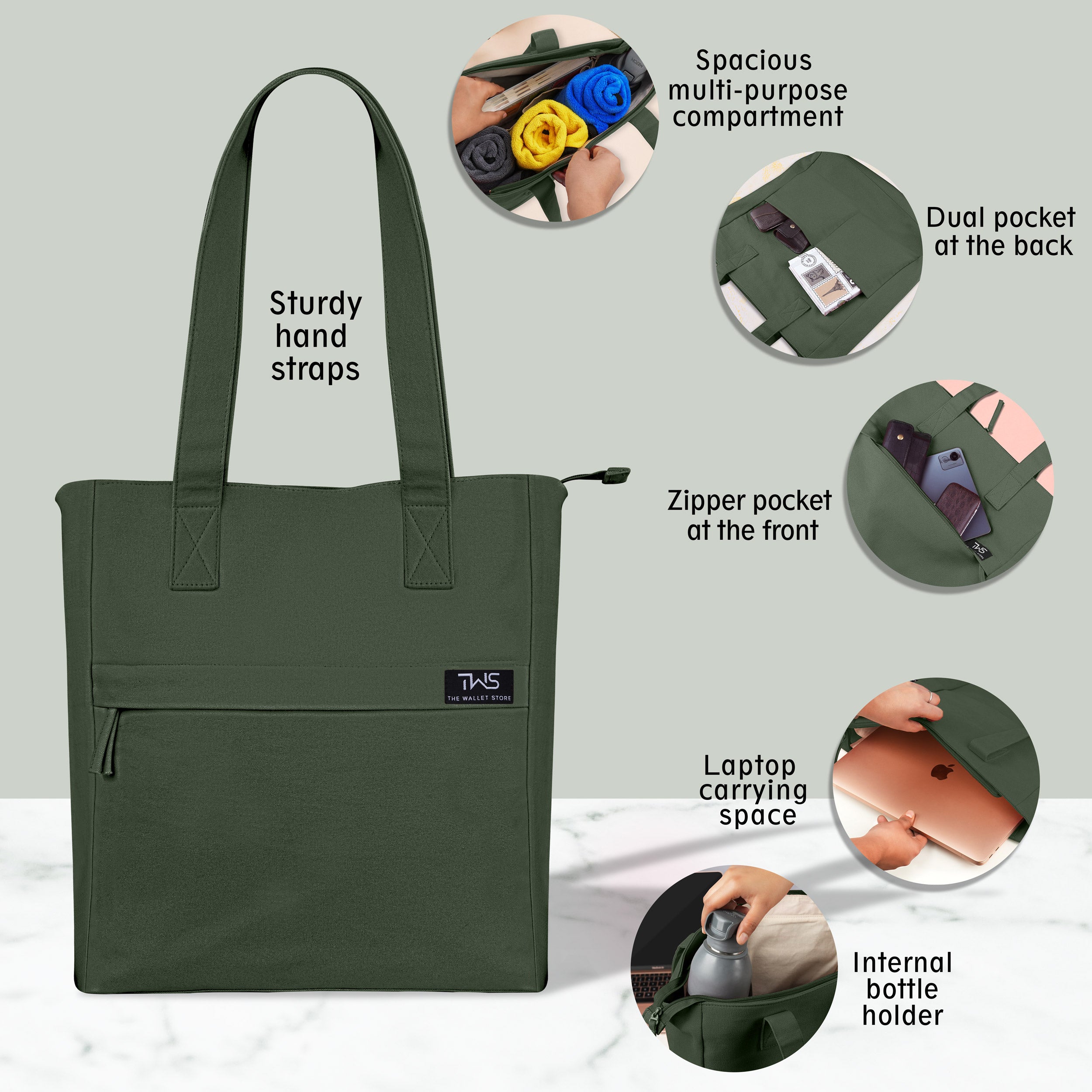 Everyday Vibrant Canvas Tote Bag - Olive