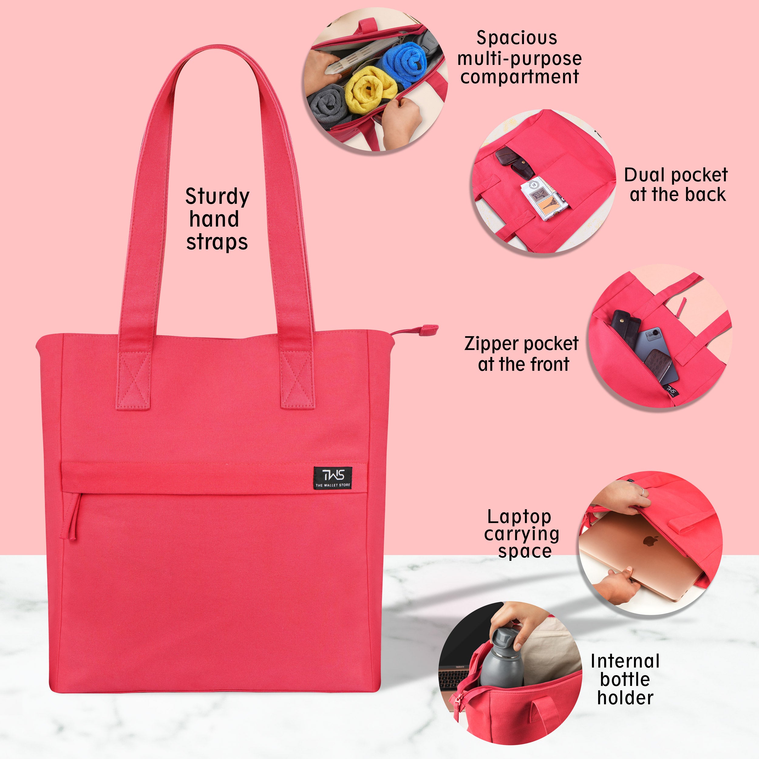 Everyday Vibrant Canvas Tote Bag - Red