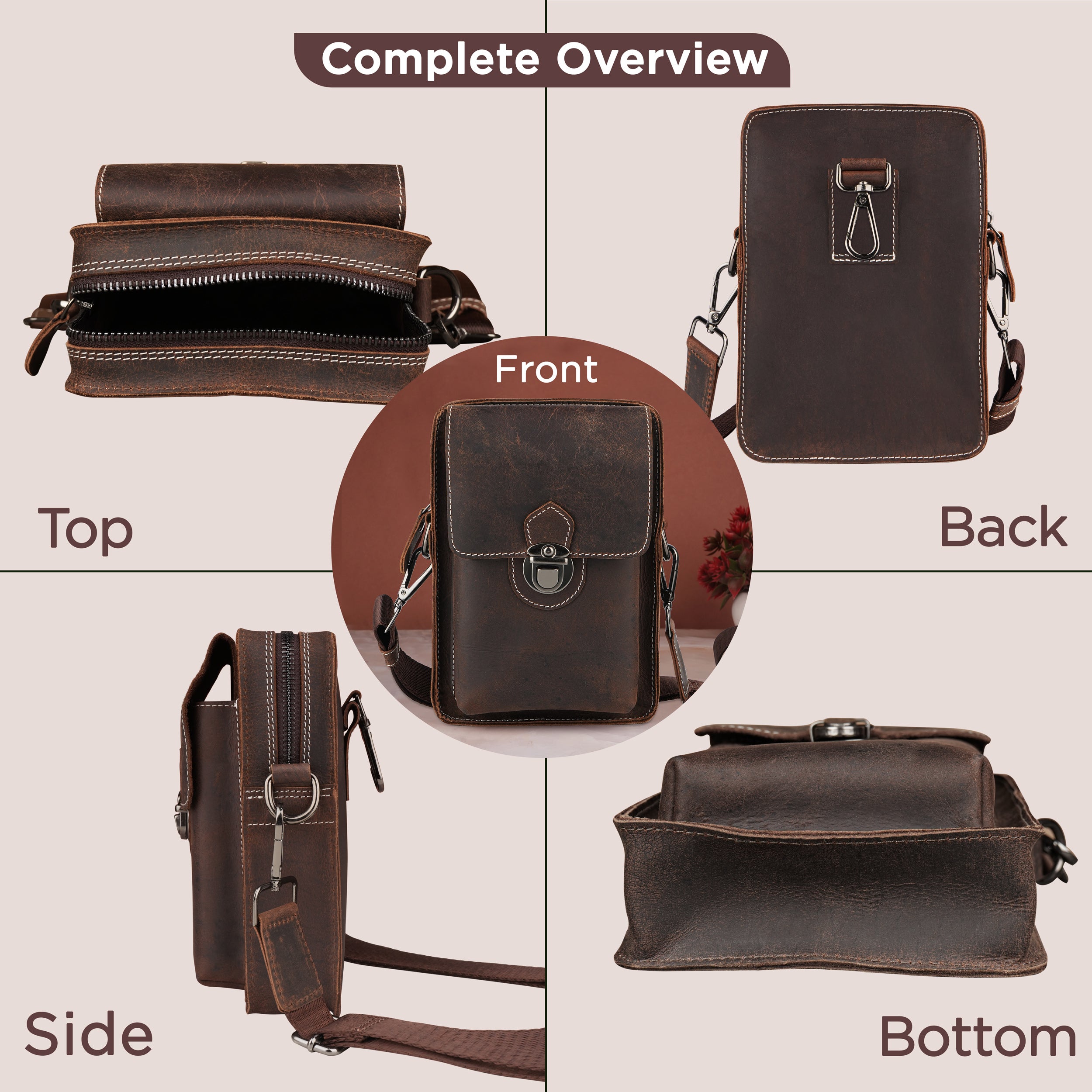 Cross Trail Genuine Leather Crossbody Unisex Sling Bag