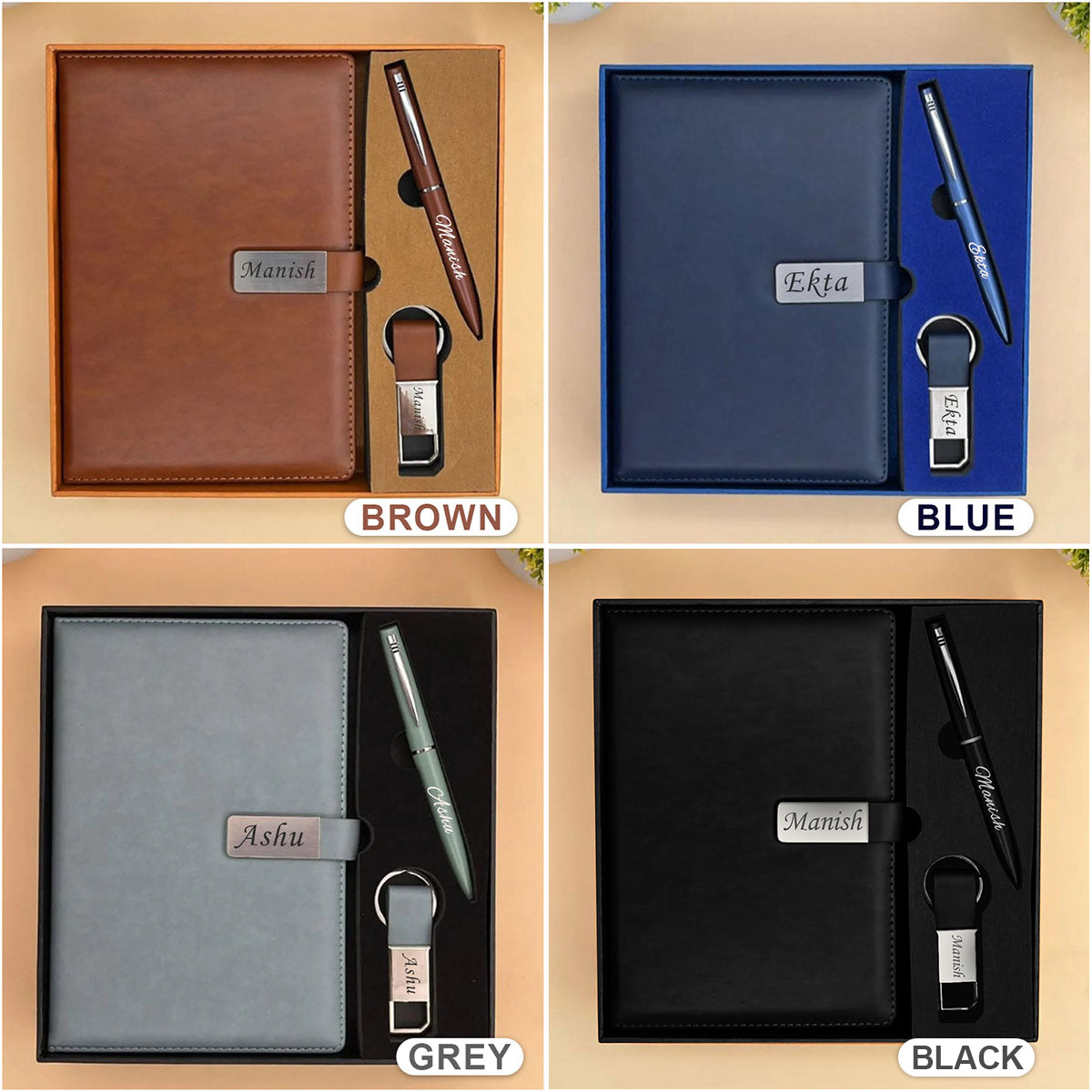 Personalized Diary With Pen & Key Chain Gift Set