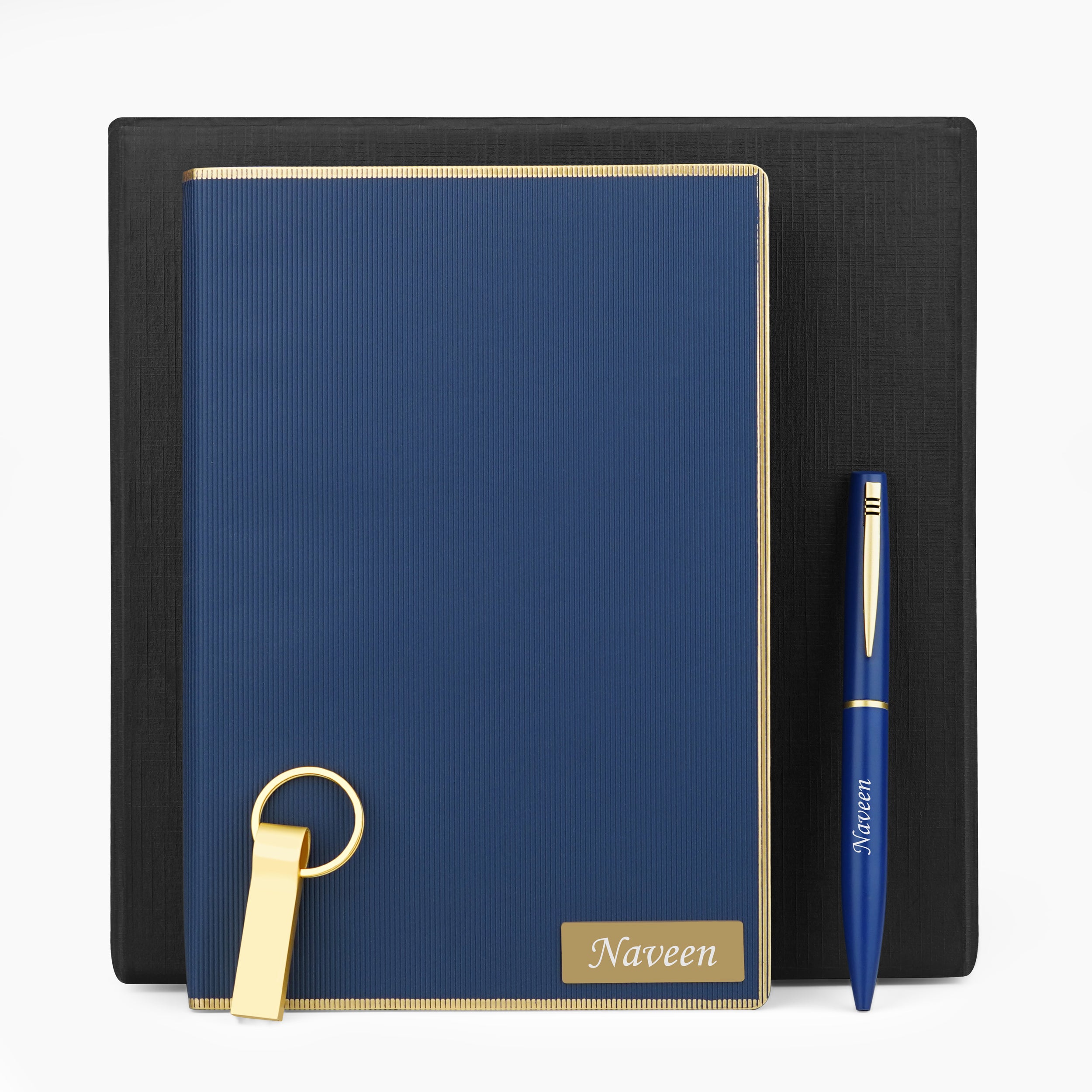 Personalized Neo Diary, Pen & Pen Drive Gift Set - Blue