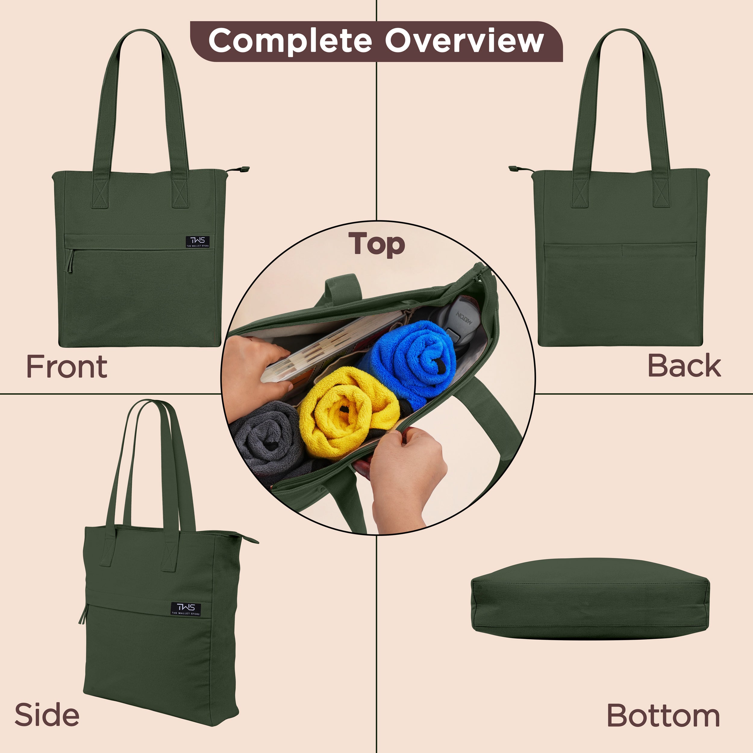 Everyday Vibrant Canvas Tote Bag - Olive